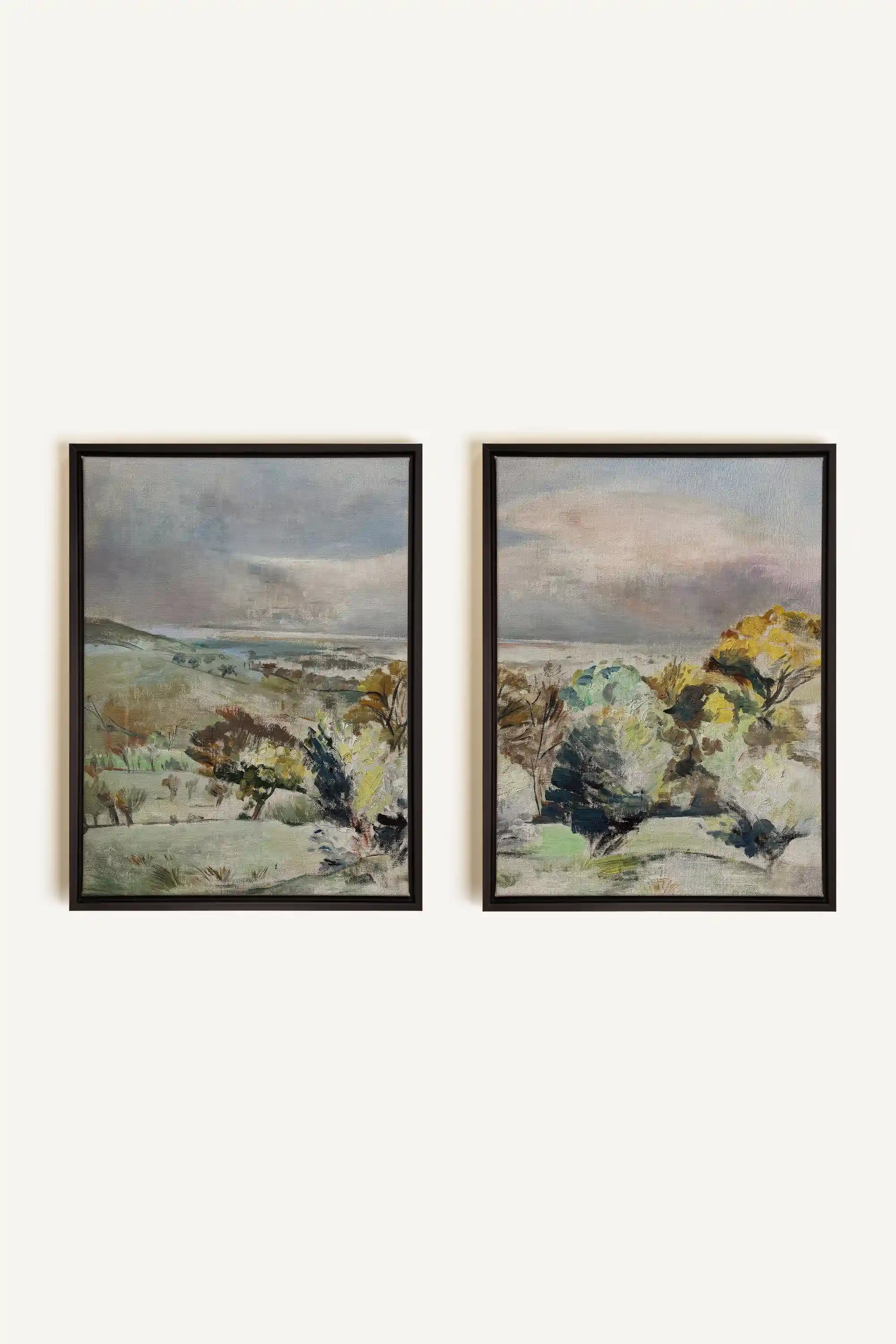 Drifting Light Duo, 2 Oeuvres sur toile étirée, encadré Noir