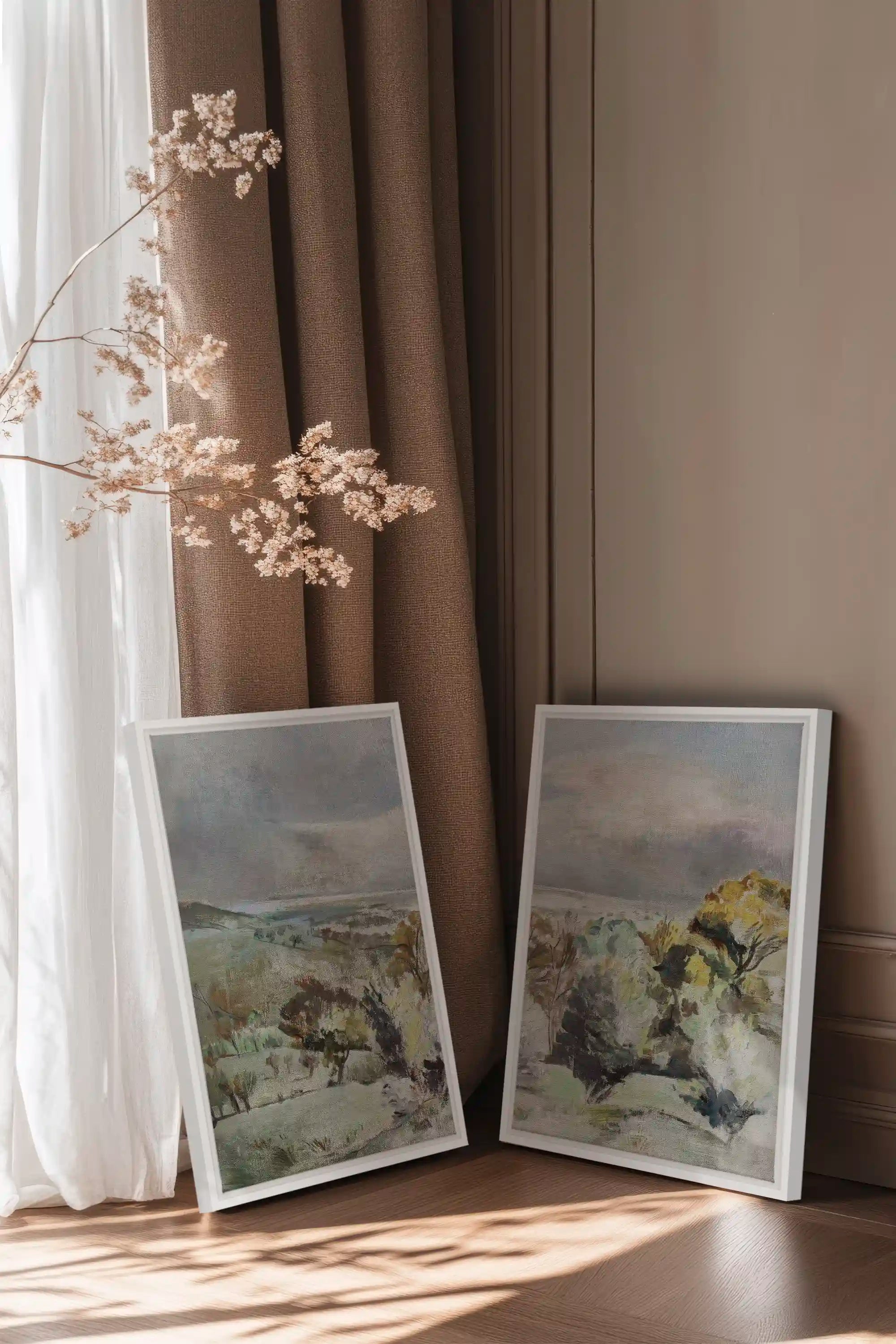 DRIFTING LIGHT DUO, 2 Oeuvres sur toile étirée, encadré Blanc
