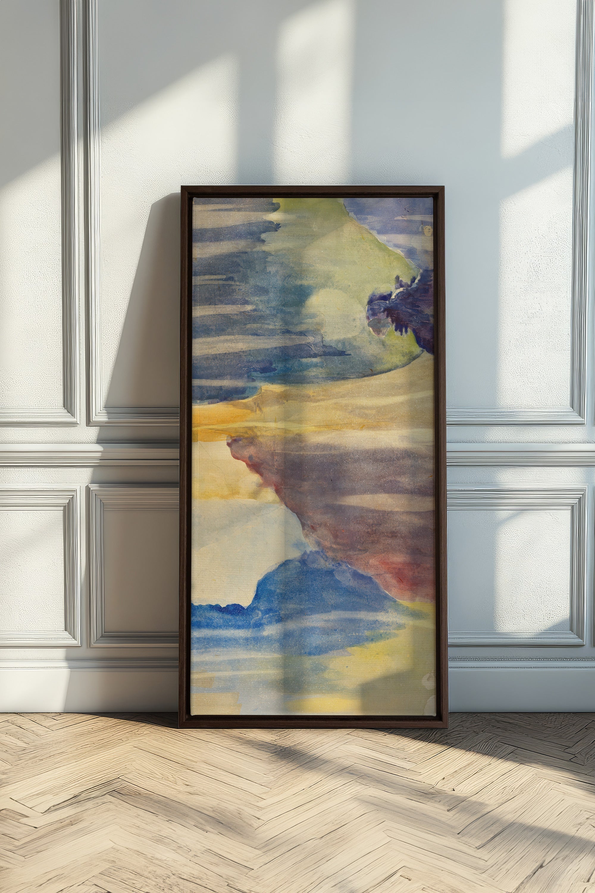 BETWEEN WAVES, Oeuvre sur toile étirée, encadré Brun Noyer