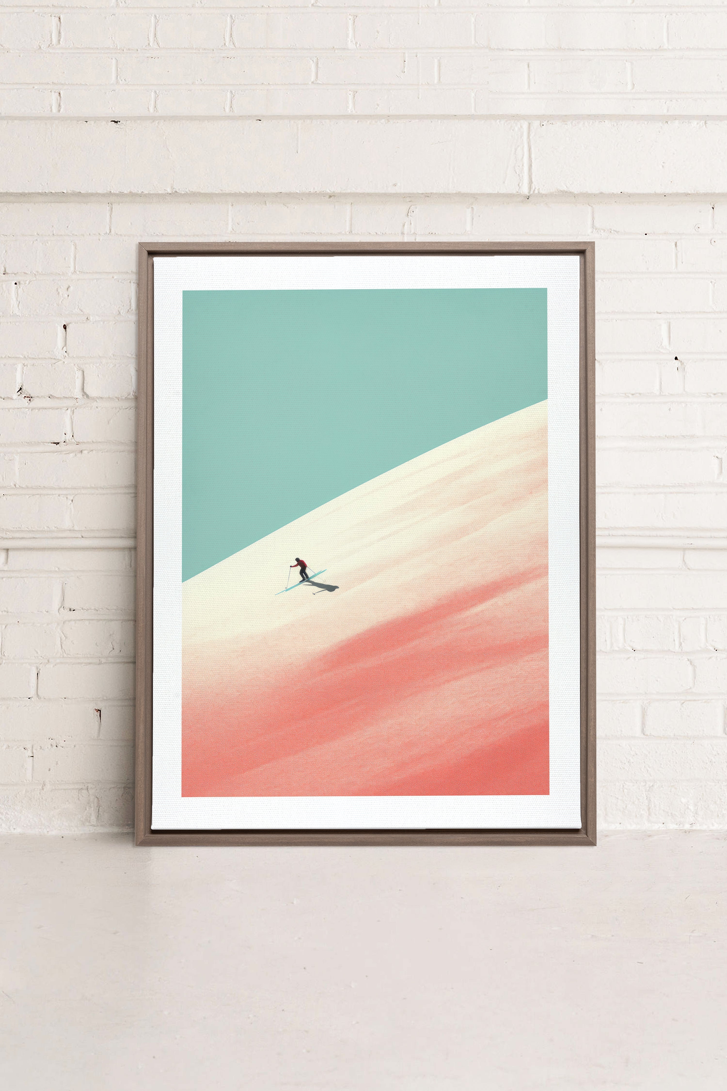 OLEKA CANVAS - Frosty Glide, Oeuvre sur toile étirée, encadré Brun Chêne