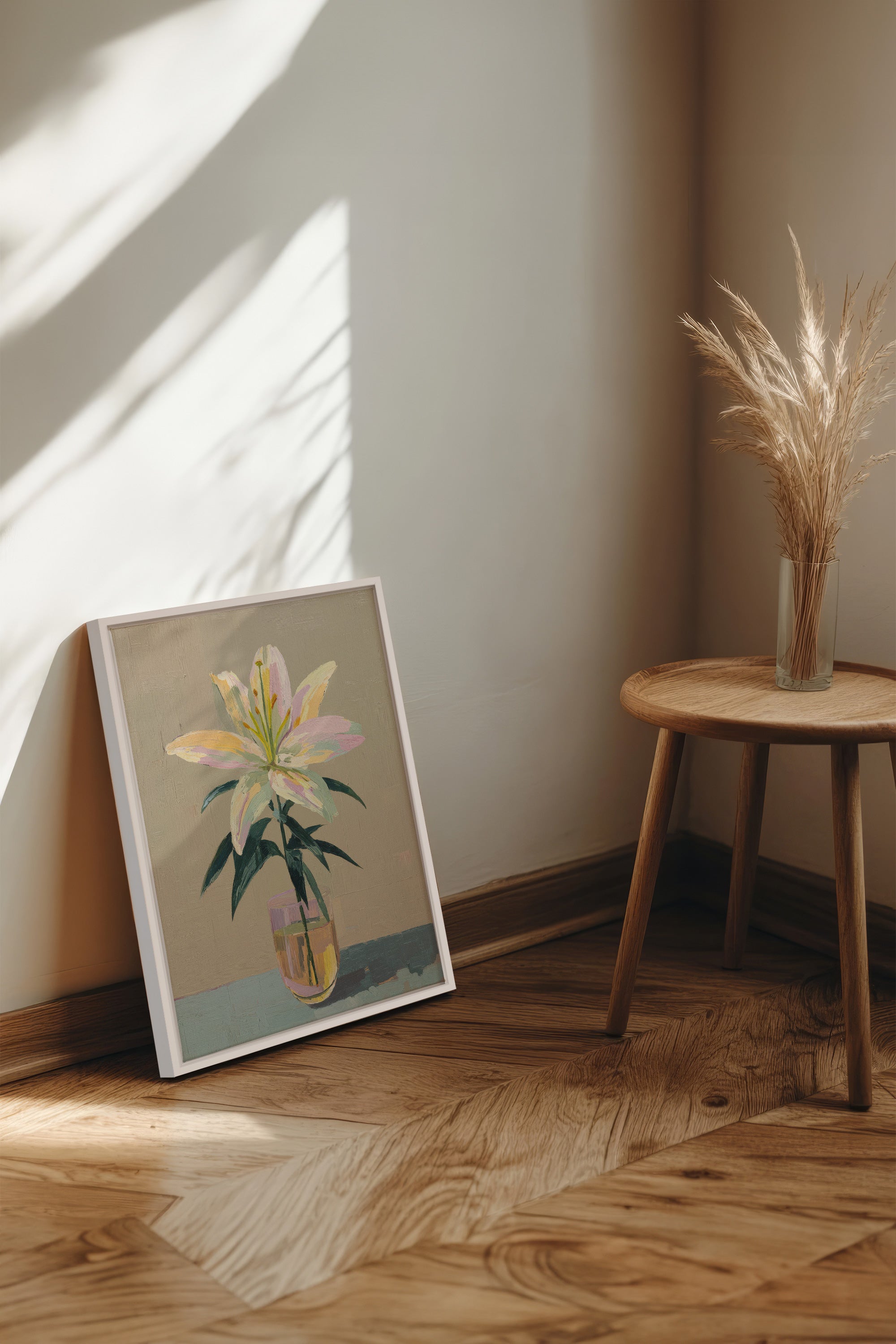 ETERNAL LILY, Oeuvre sur toile étirée, encadré Blanc