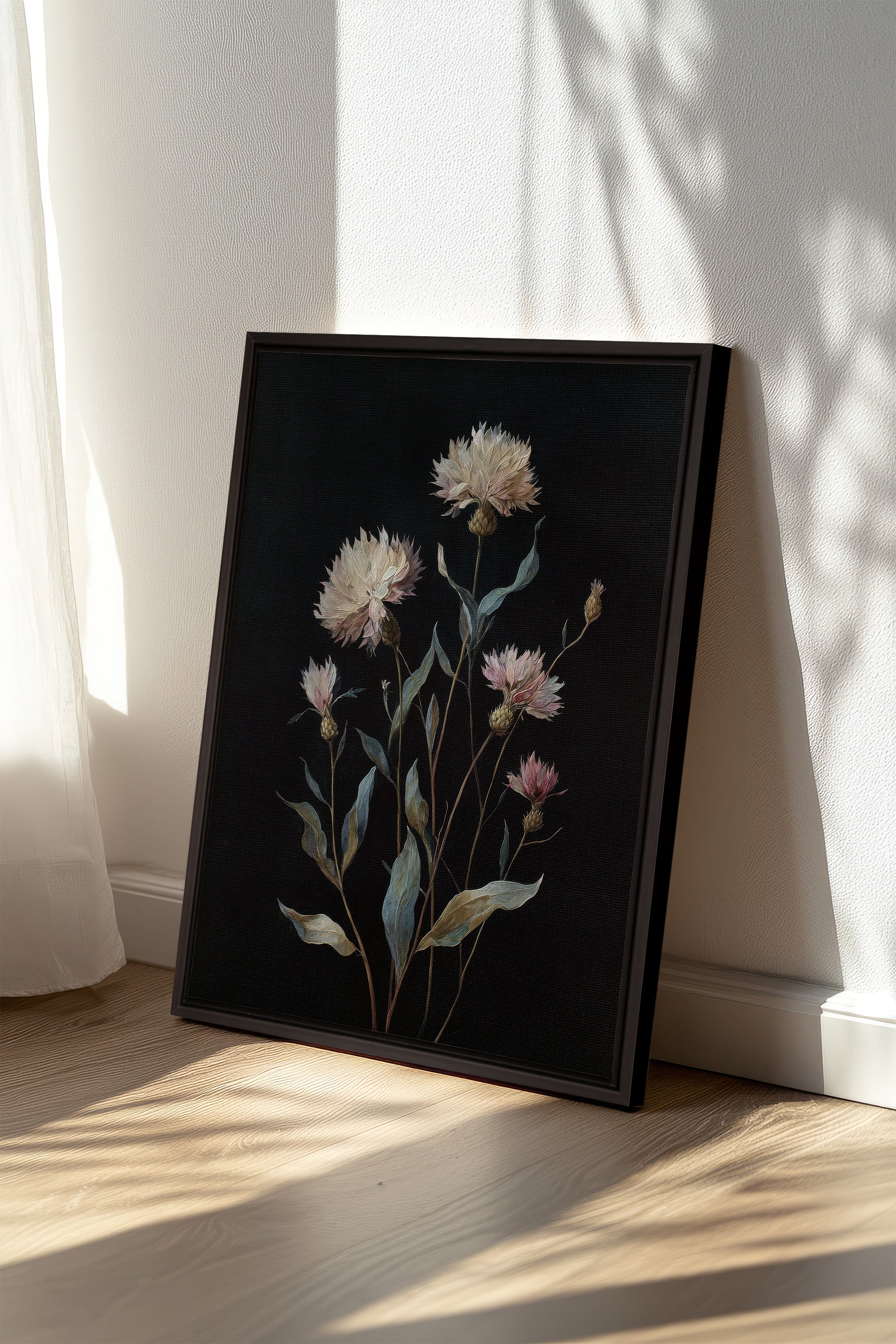 BLUSH FLORA, Oeuvre sur toile étirée, encadré Noir