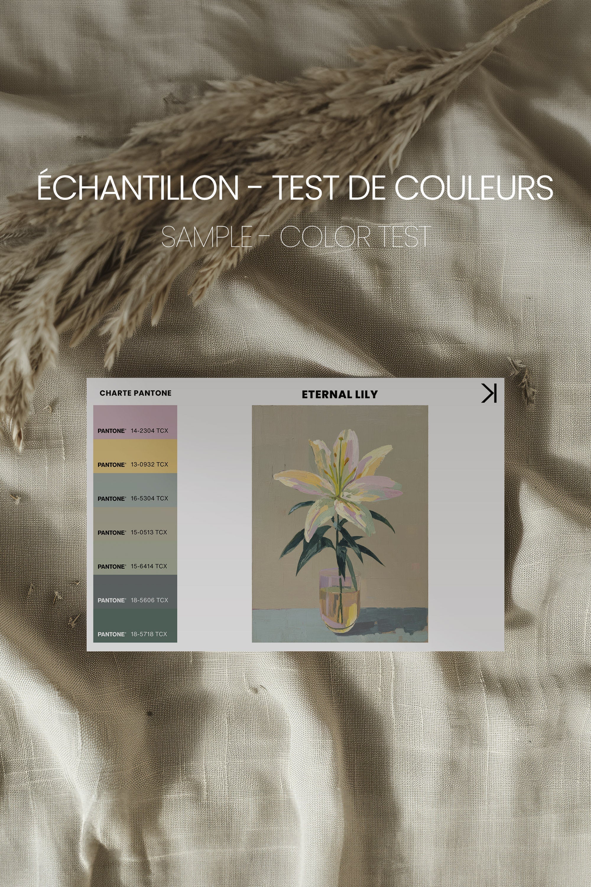 ETERNAL LILY, Oeuvre sur toile étirée, encadré Brun Chêne