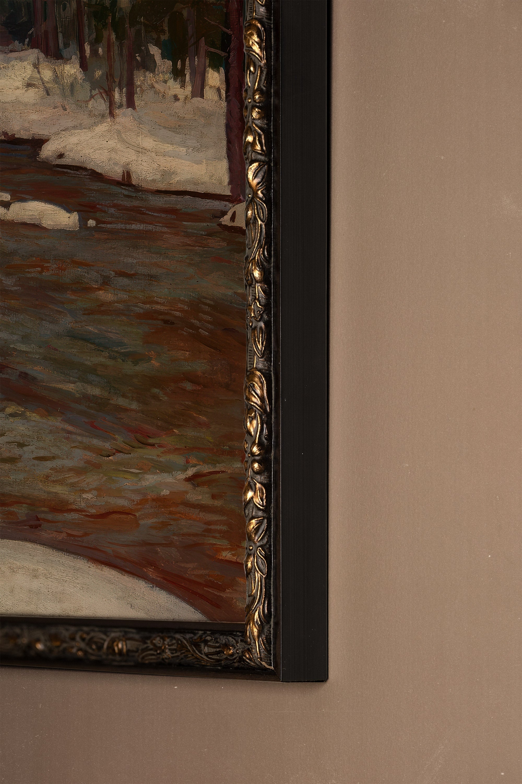 MELTING STREAM, Work on stretched canvas, framed Vintage Bronze