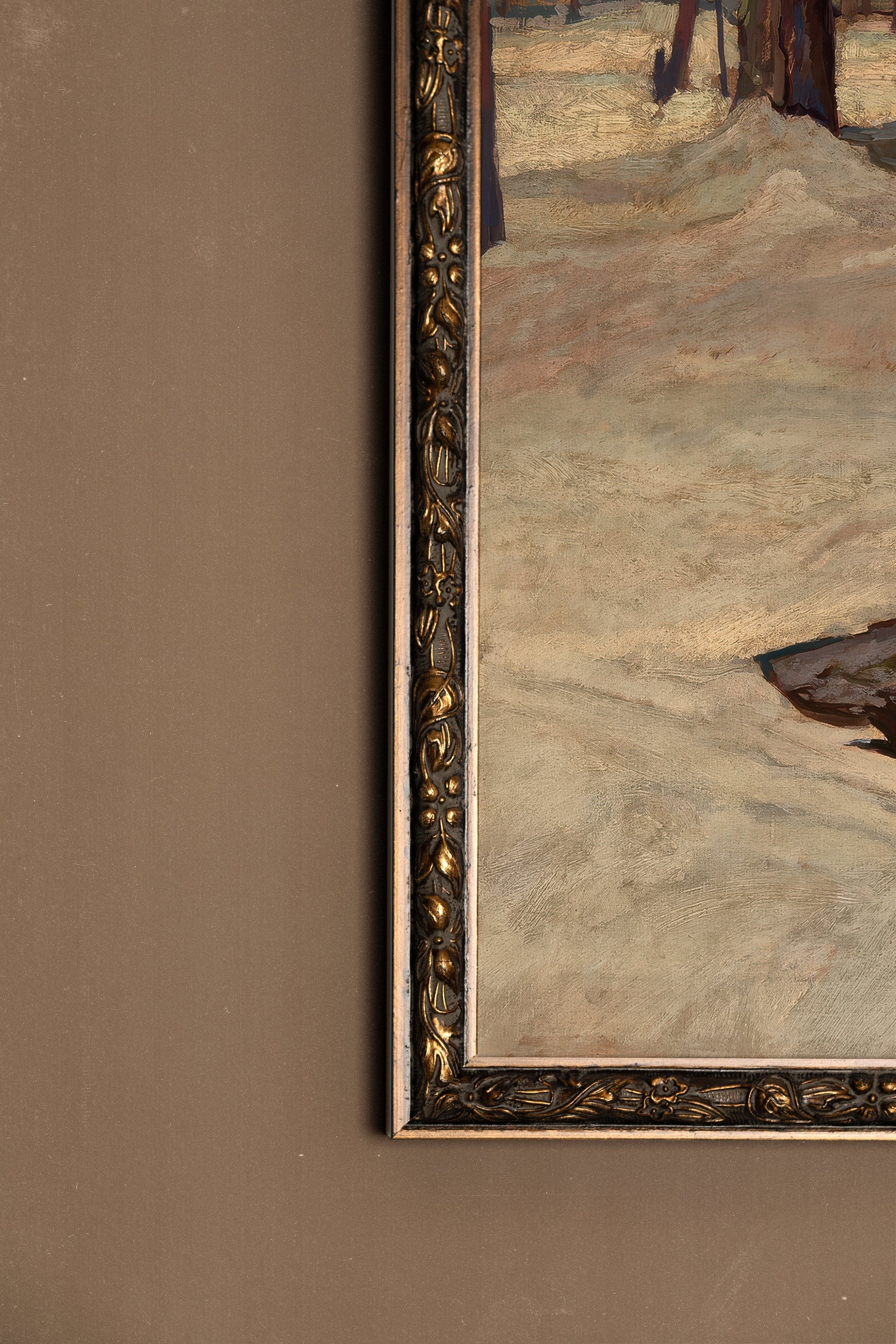 MELTING STREAM, Work on stretched canvas, framed Vintage Bronze