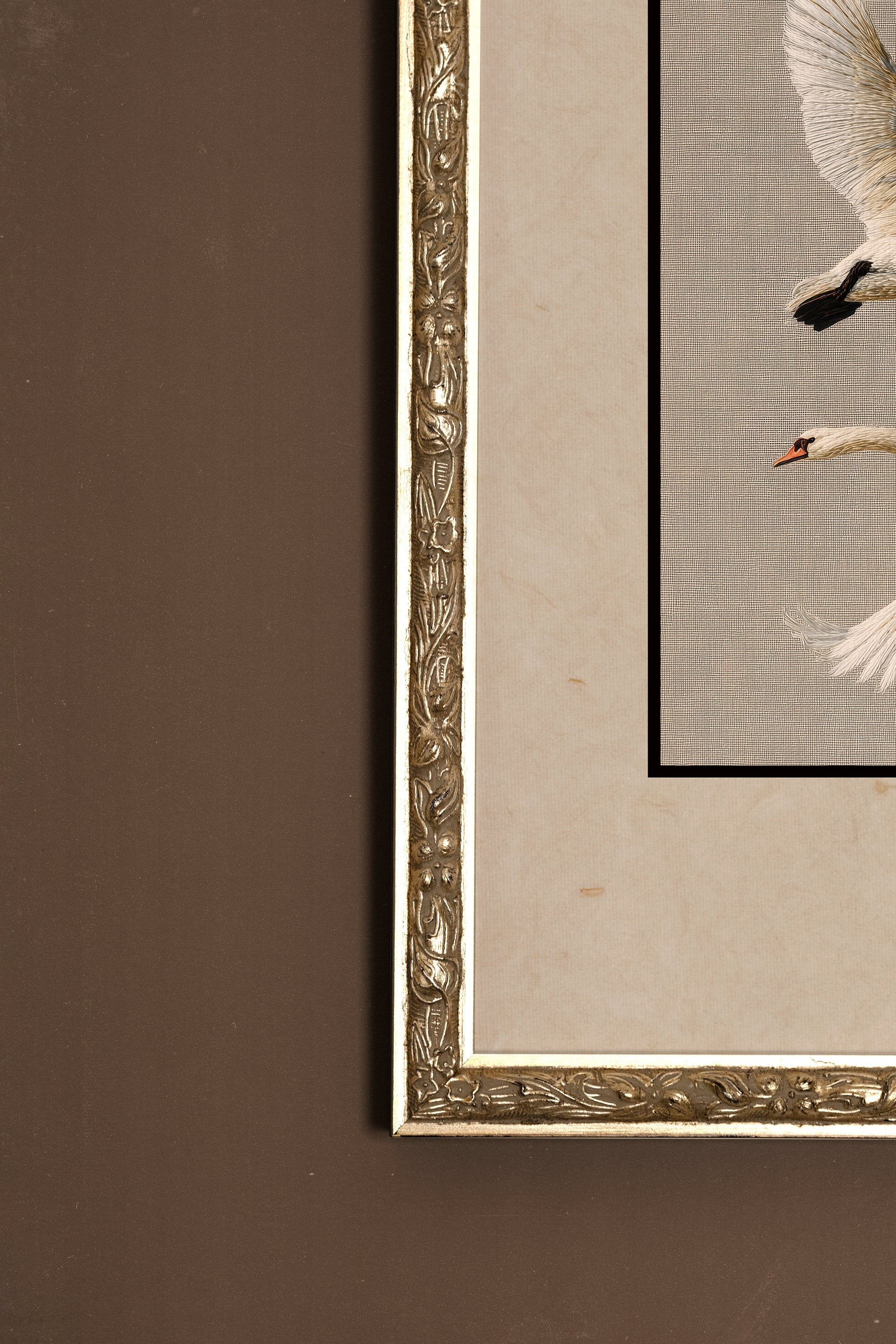 VOL ÉTERNEL, Artwork on rigid canvas, framed Vintage Silver