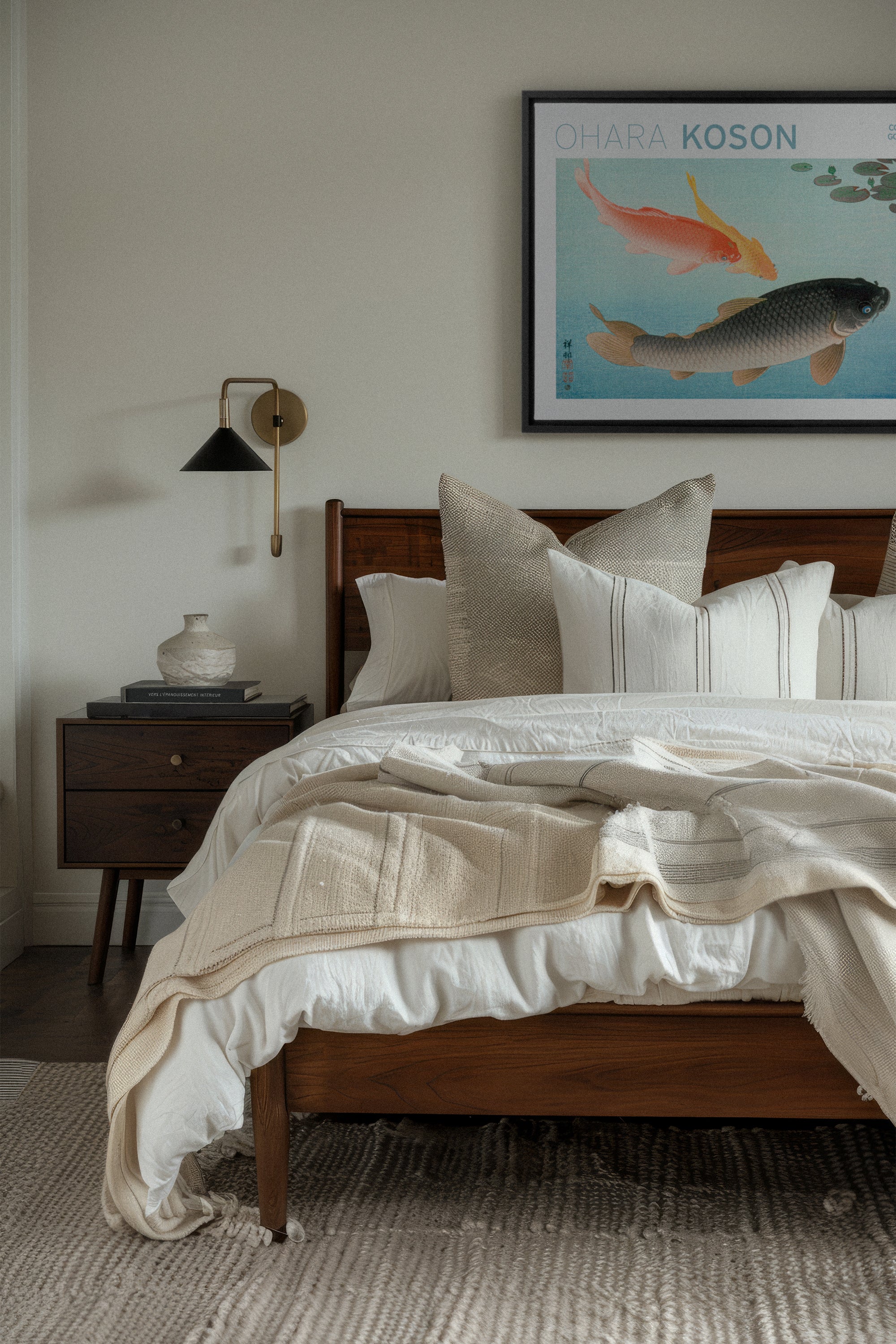 OLEKA CANVAS - COMMON & GOLDEN CARP, Oeuvre sur toile étirée, encadré Noir