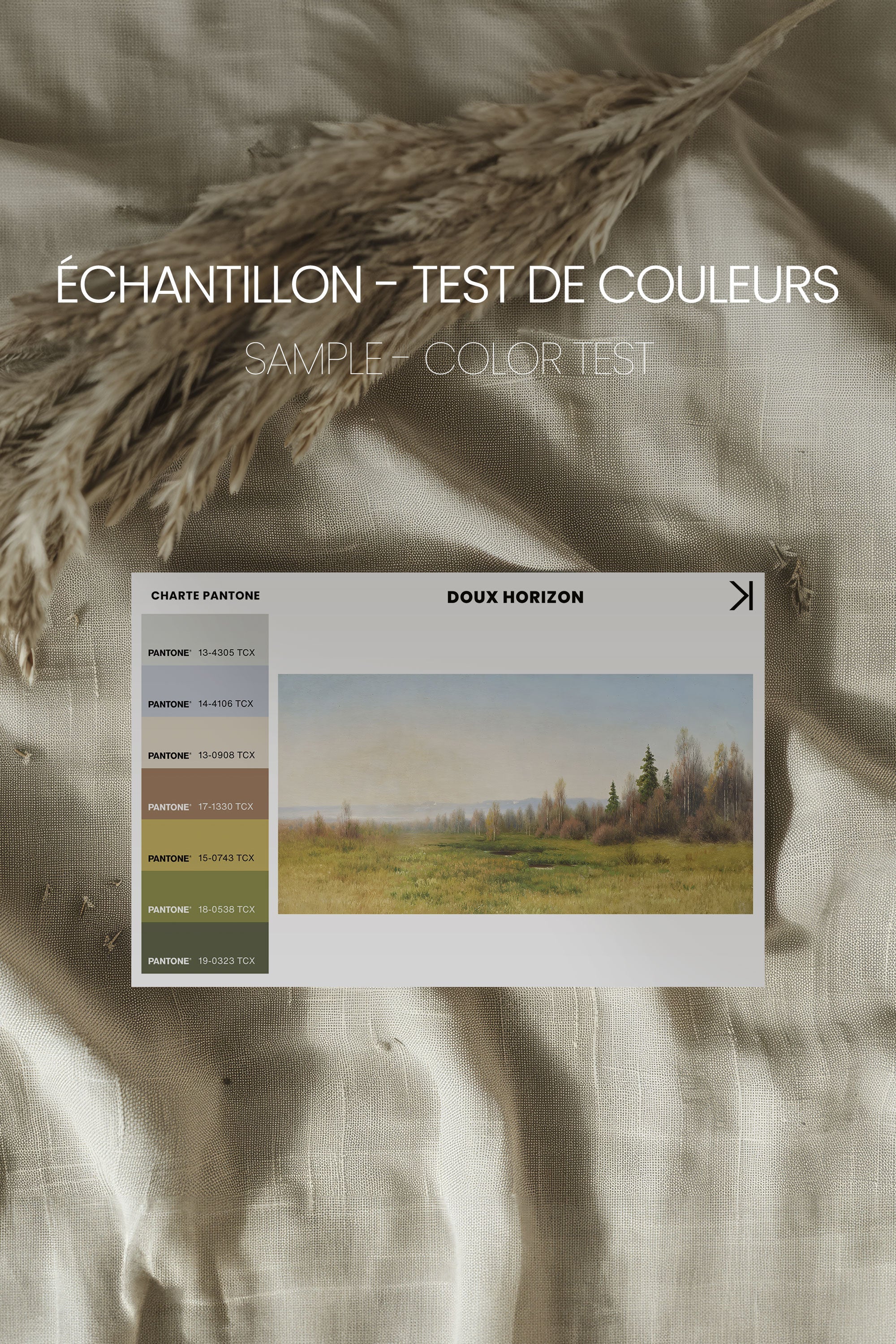 OLEKA CANVAS - DOUX HORIZON, Oeuvre sur toile étirée, encadré Brun Chêne