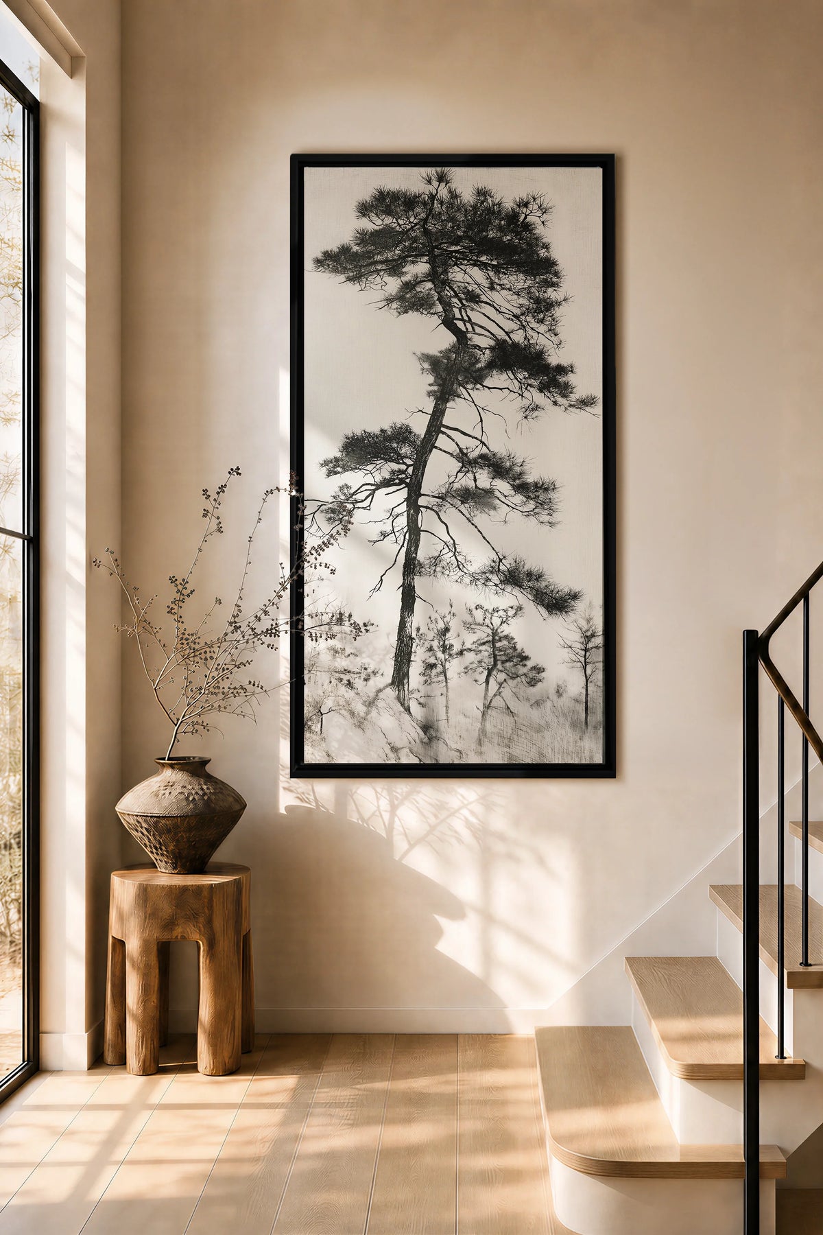PIN SOLITAIRE, Oeuvre sur toile étirée, encadré Noir