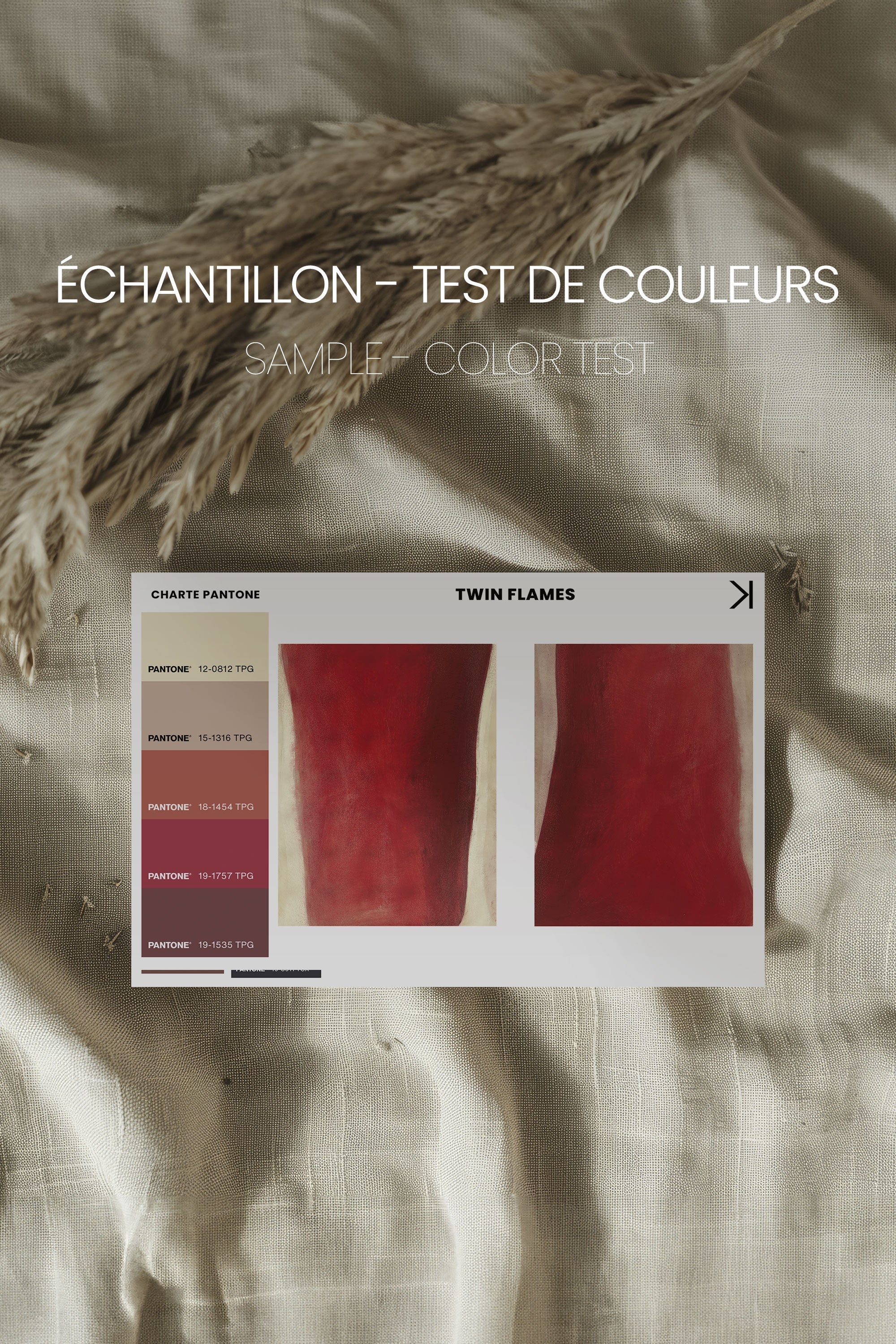 OLEKA CANVAS - TWIN FLAMES, 2 Oeuvres sur toile étirée, encadré Blanc