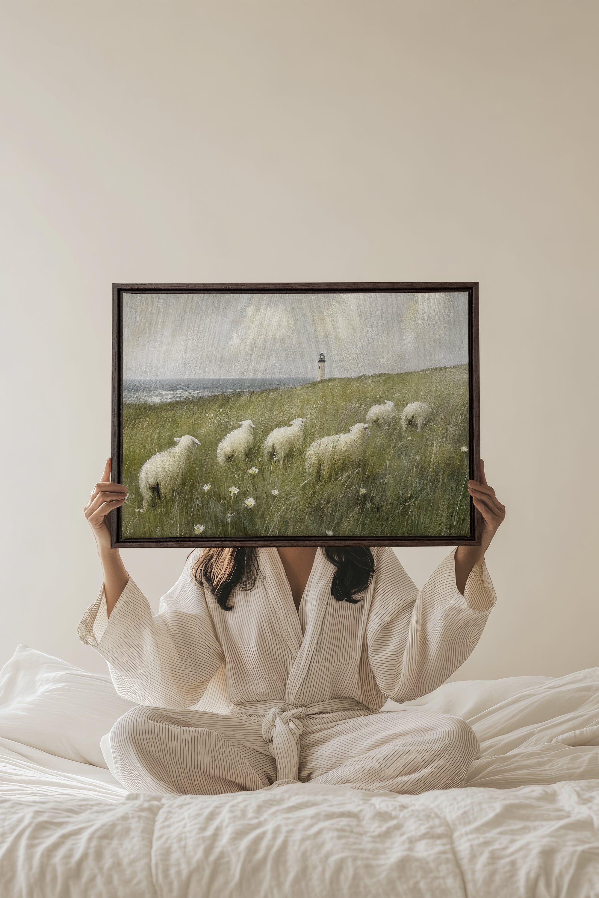 OLEKA CANVAS - WOOL & WIND, Oeuvre sur toile étirée, encadré Brun Noyer
