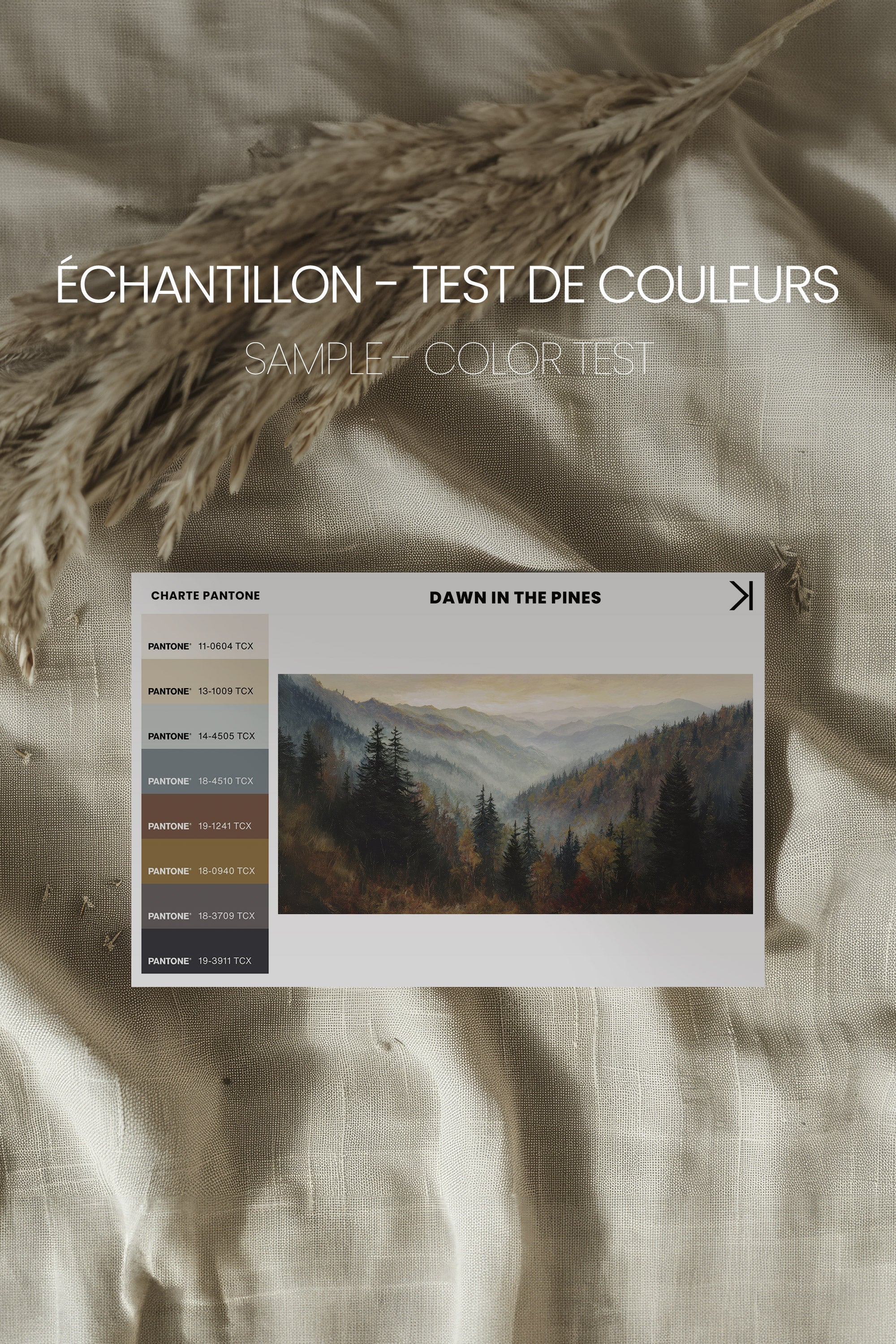 DAWN IN THE PINES, Oeuvre sur toile étirée, encadré Naturel Clair