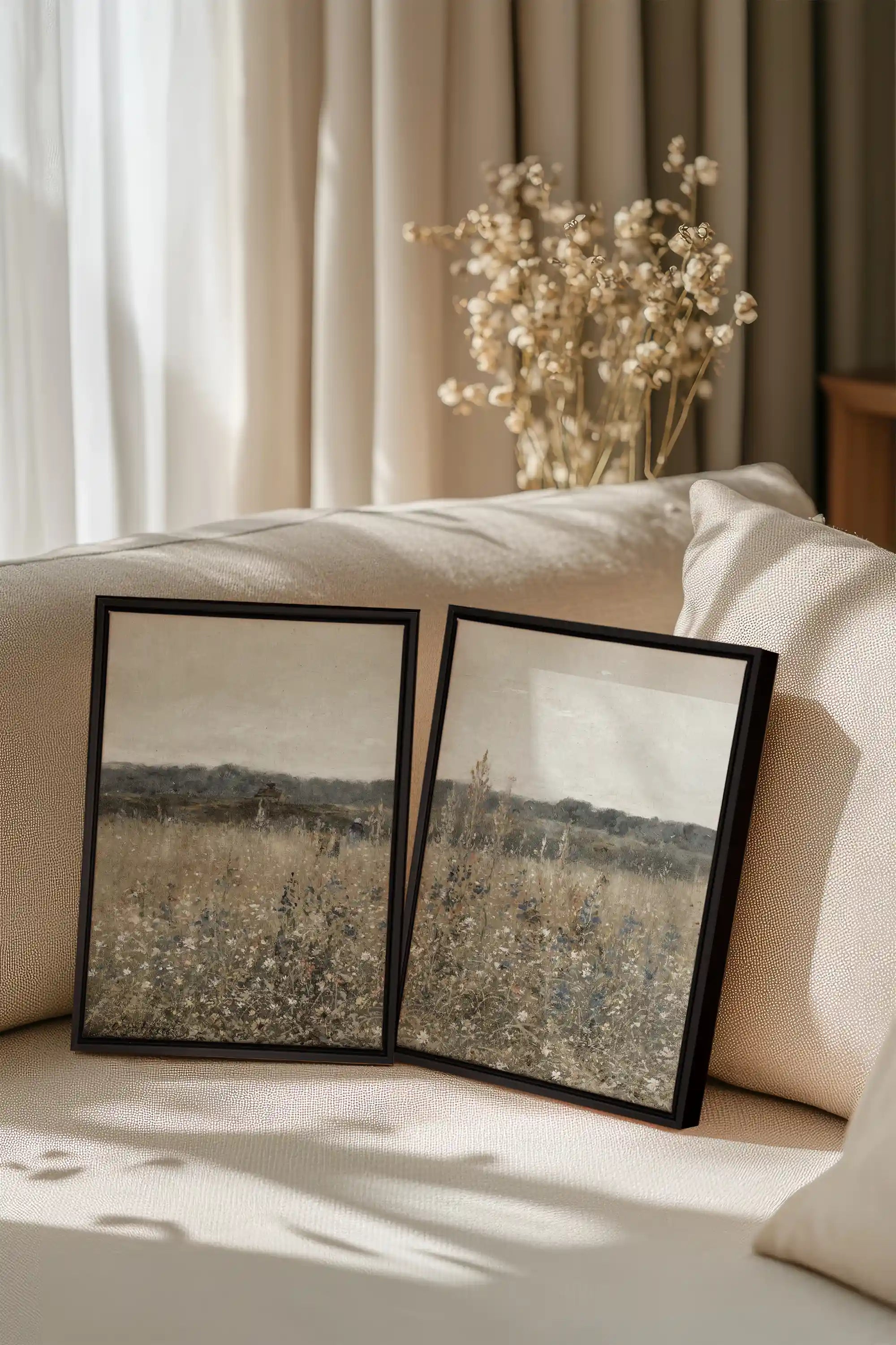 FADED FLORALS DUO, 2 Oeuvres sur toile étirée, encadré Noir