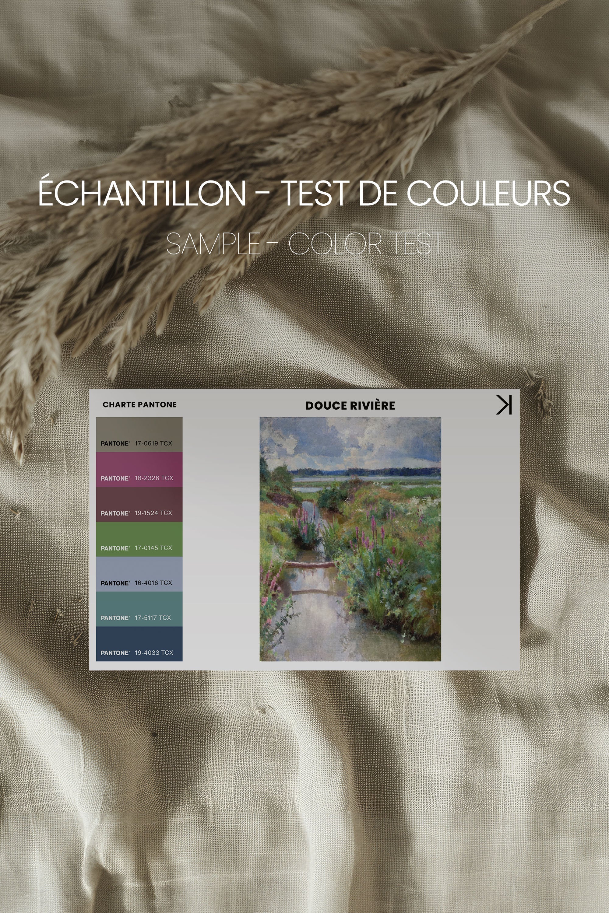 OLEKA CANVAS - DOUCE RIVIÈRE, Oeuvre sur toile étirée, encadré Brun Noyer