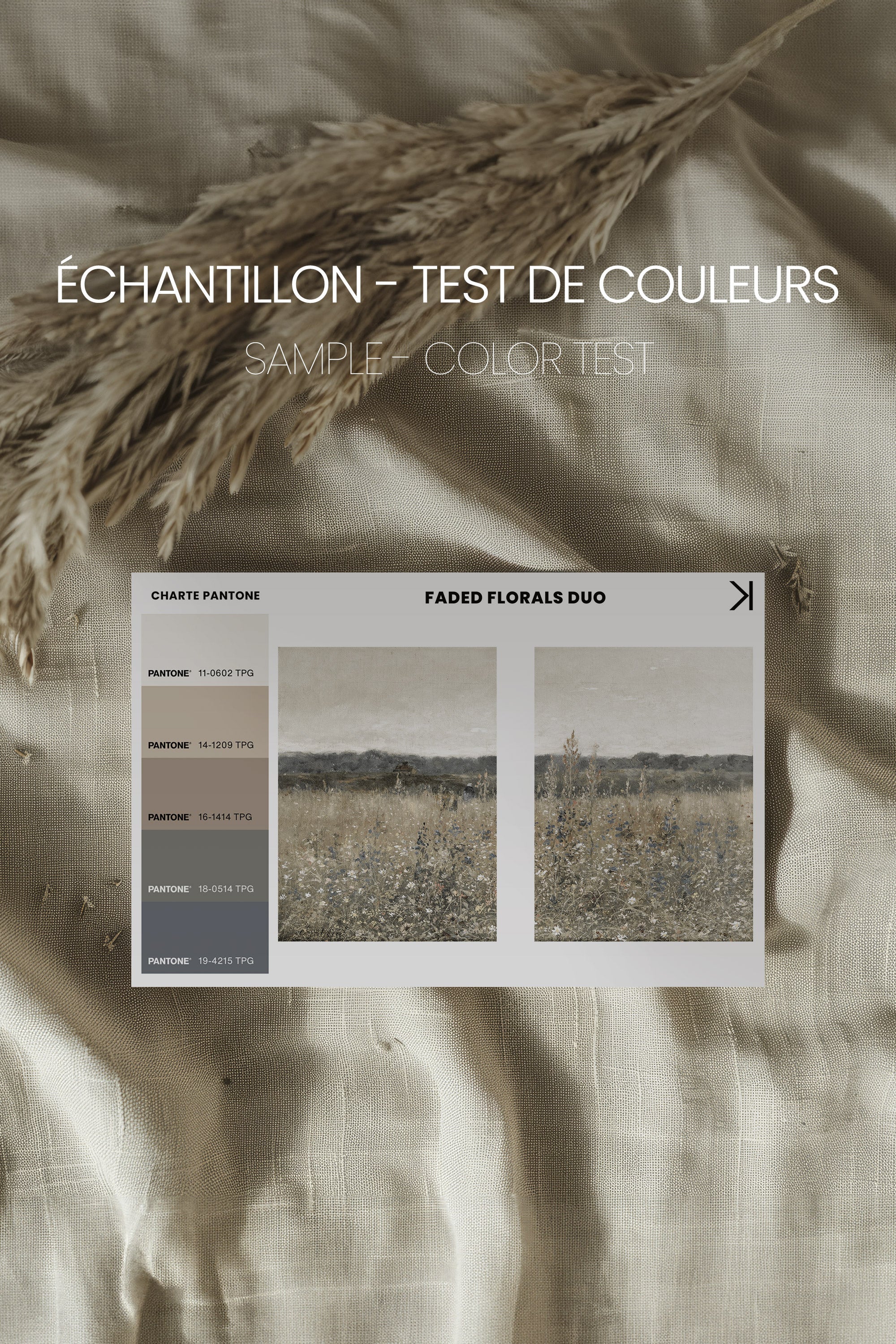 FADED FLORALS DUO, 2 Oeuvres sur toile étirée, encadré Blanc