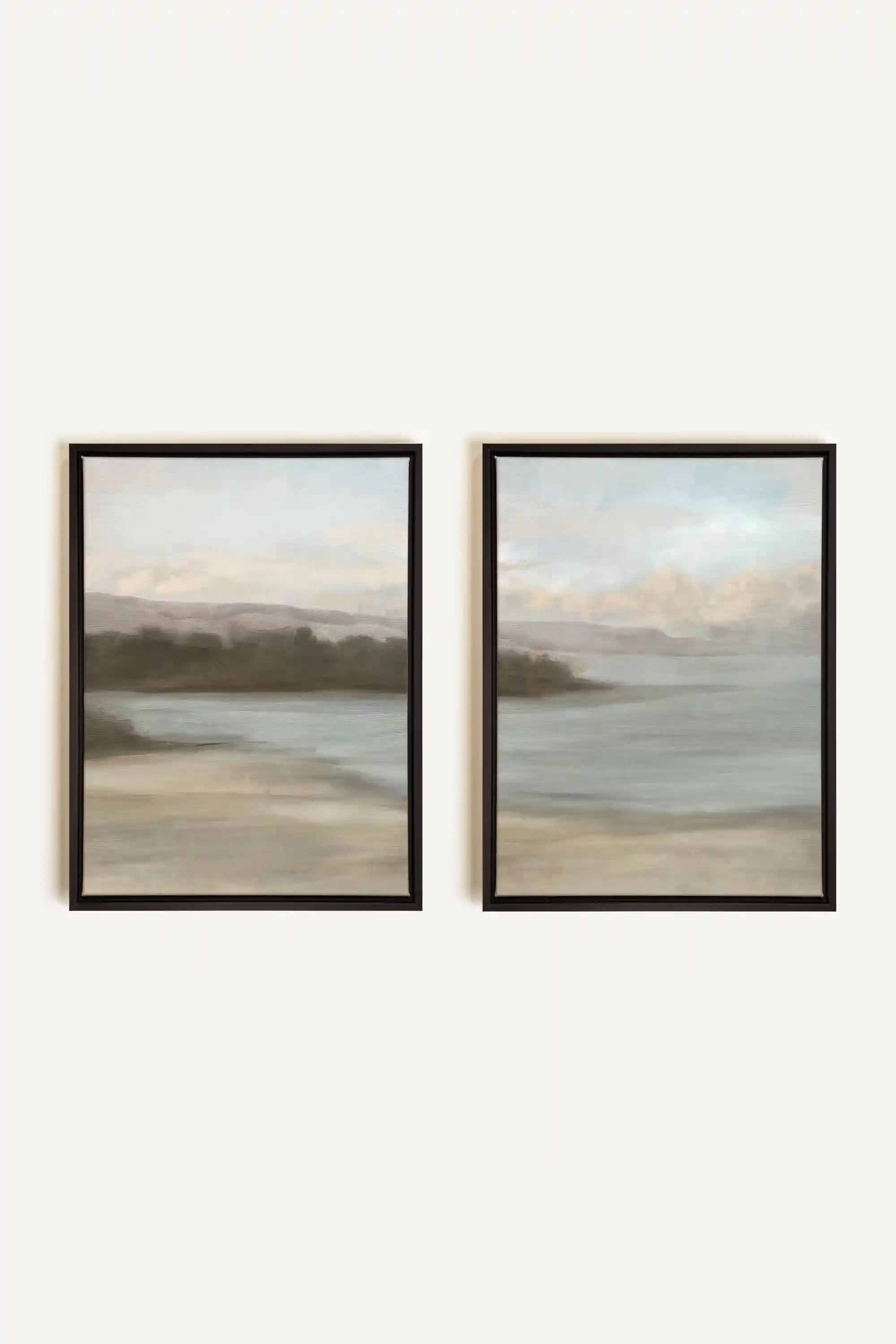 DUO VOILE DE RIVAGE, 2 Oeuvres sur toile étirée, encadré Noir