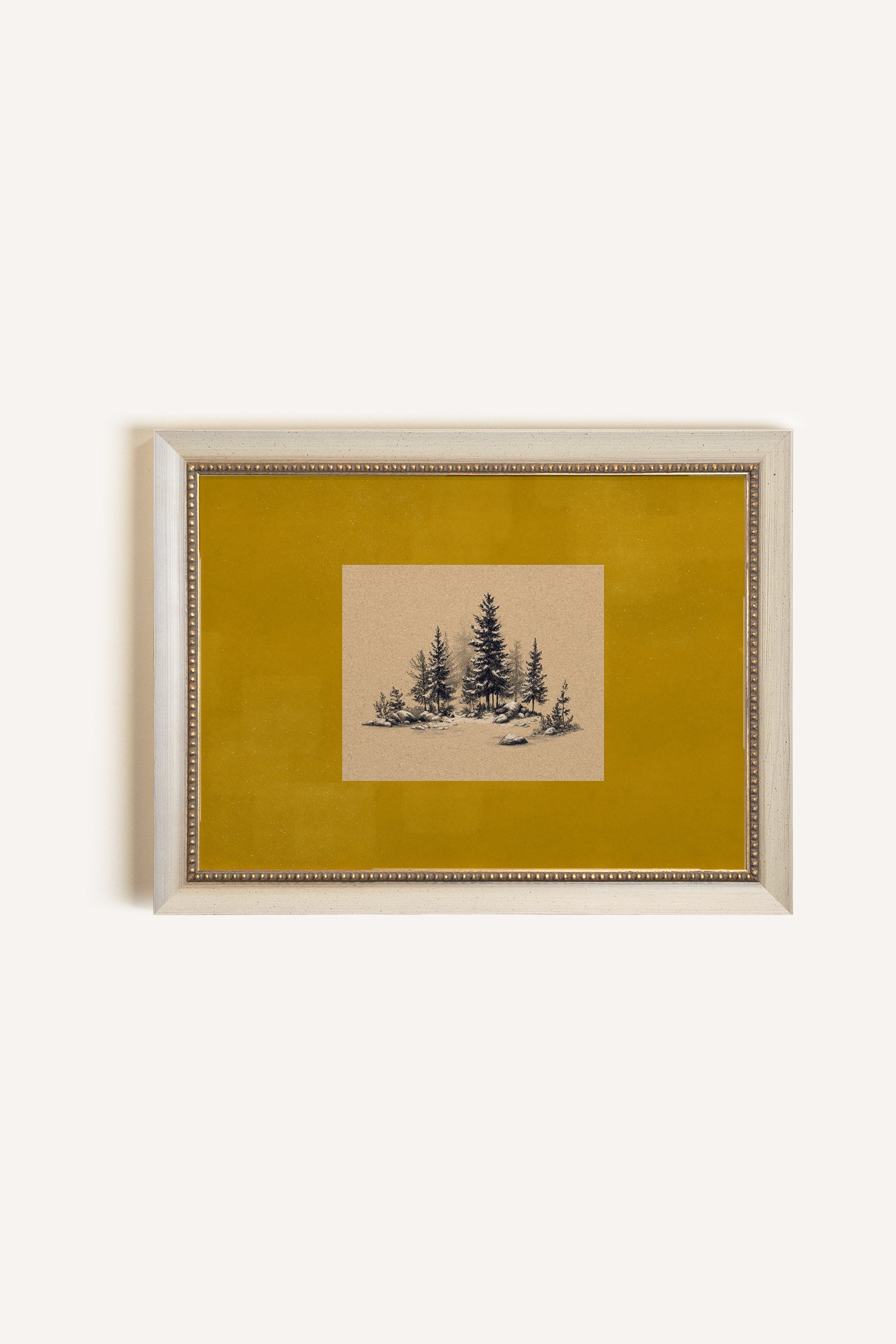 ROOTED CALM, Oeuvre sur toile rigide, encadré Vintage Blanc