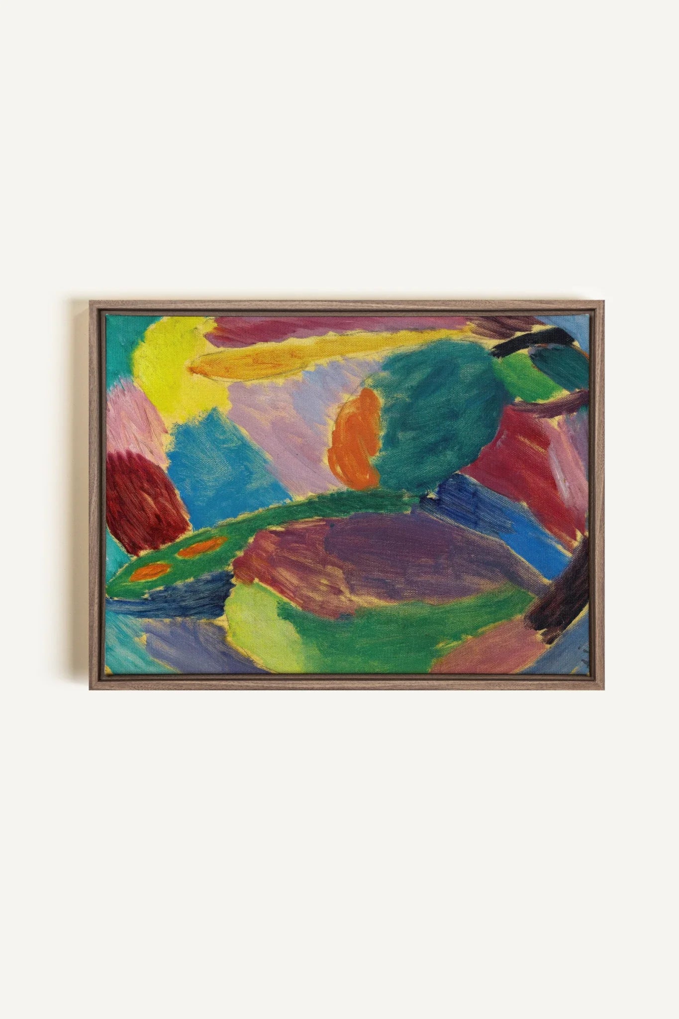 ELECTRIC BLOOM, Artwork on stretched canvas, framed in Oak Brown