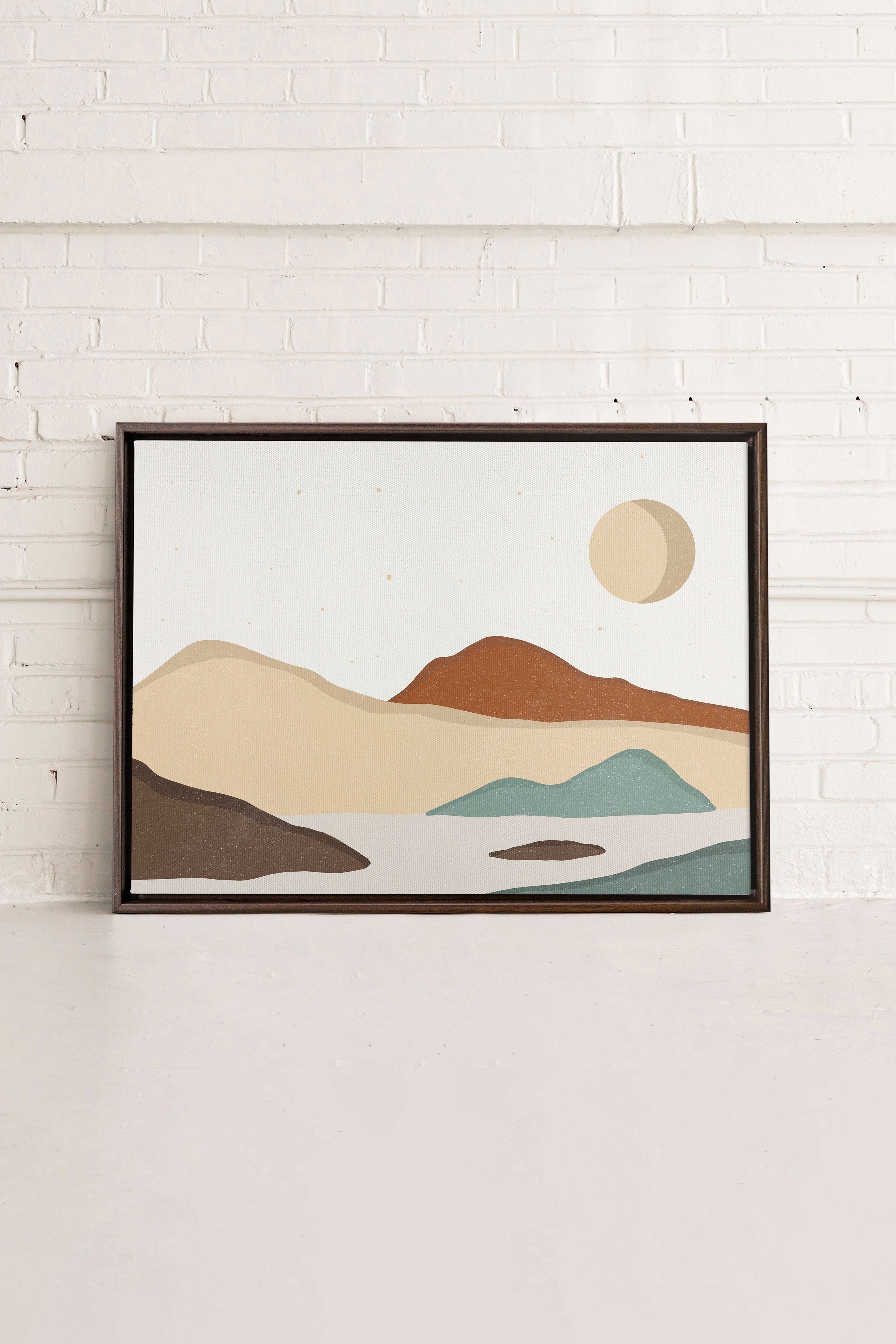 SAND & SKY, Oeuvre sur toile étirée, encadré Brun Noyer