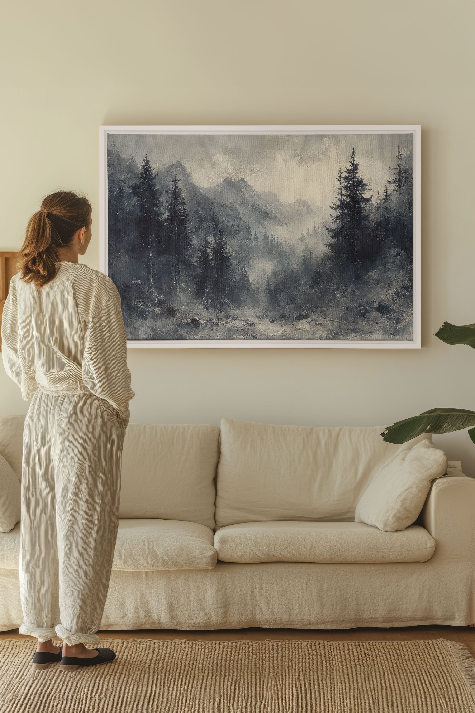 OLEKA CANVAS - MYSTIC HIGHLANDS, Oeuvre sur toile étirée, encadré Blanc