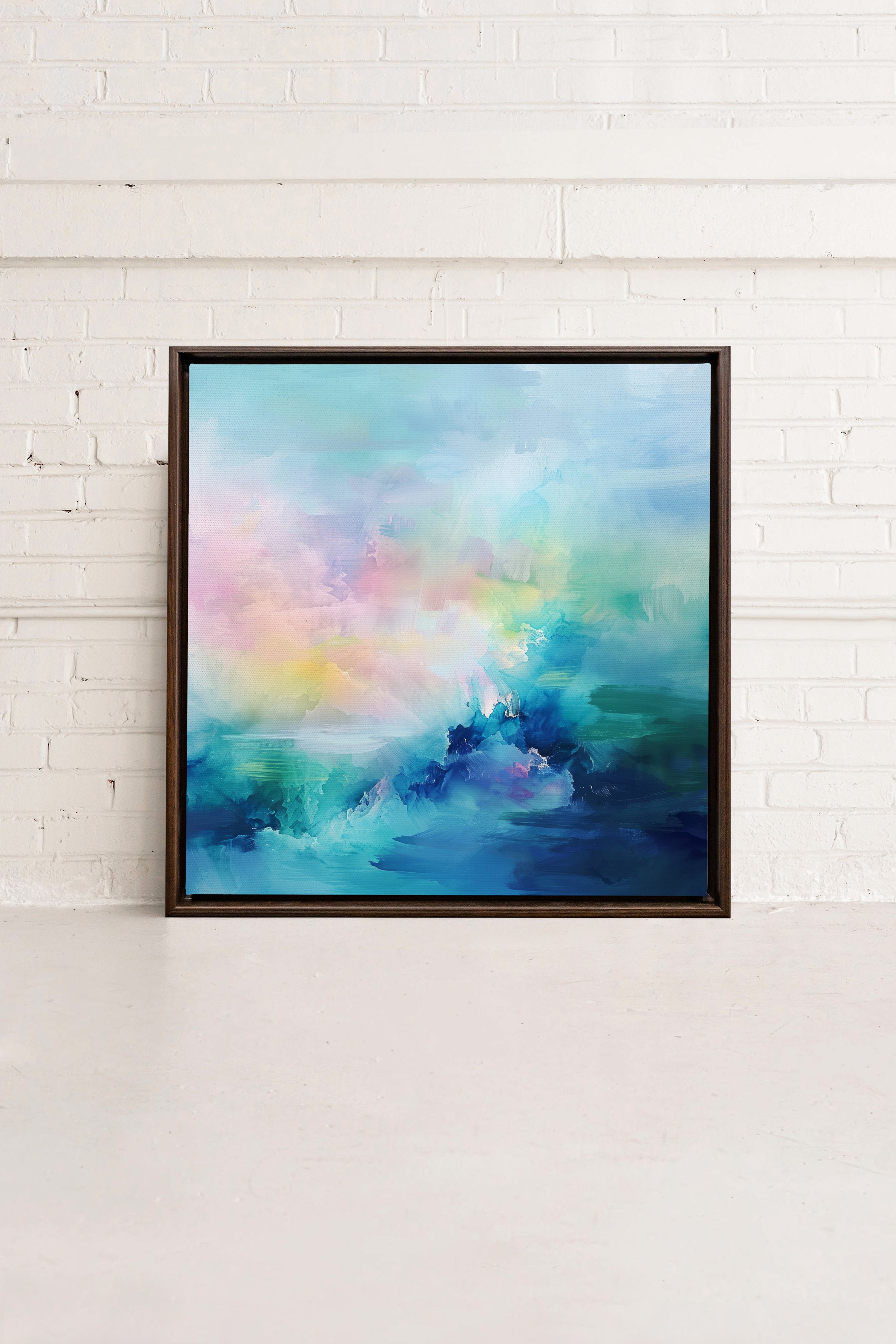 OLEKA CANVAS - SPLASH OF JOY, Oeuvre sur toile étirée, encadré Brun Noyer