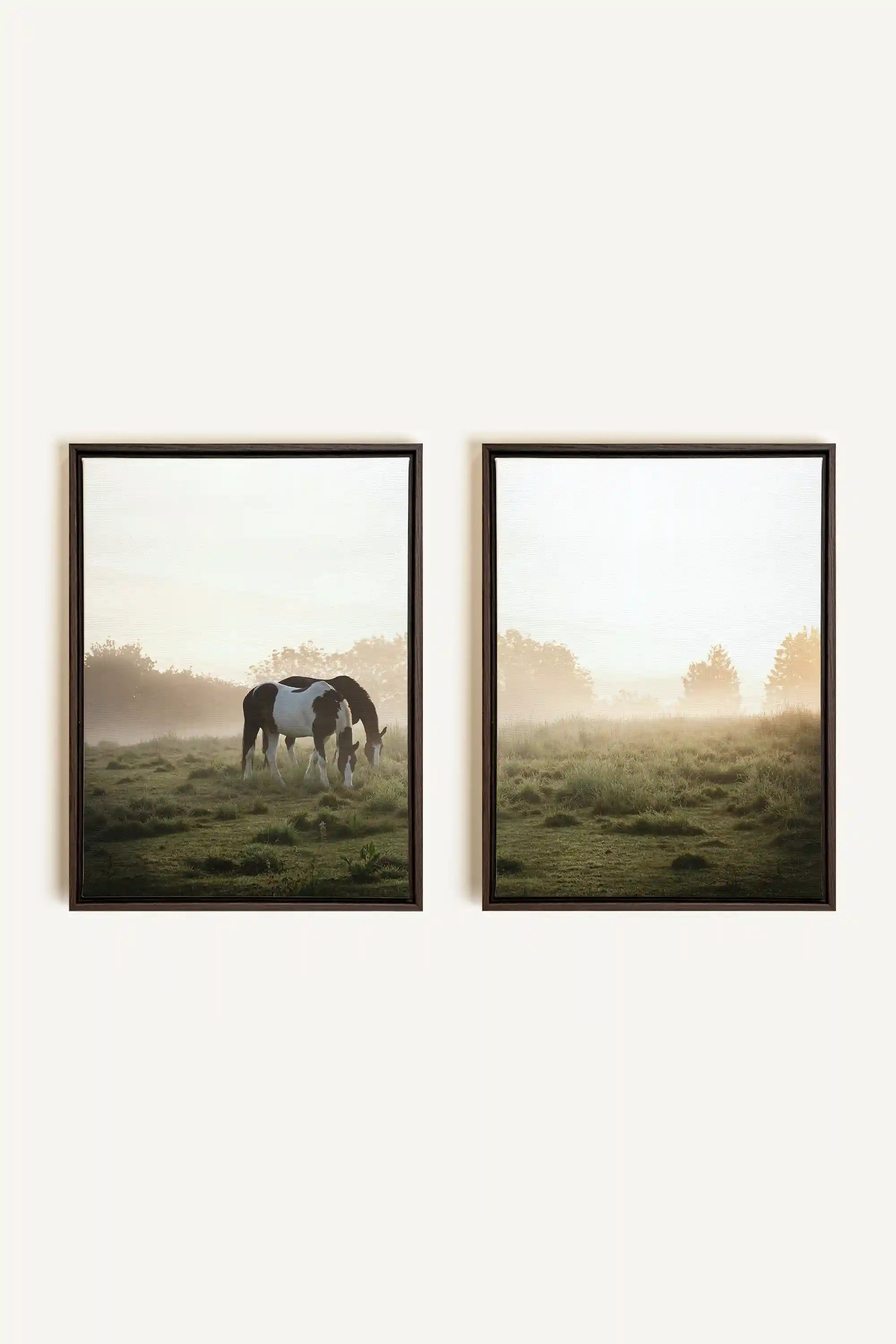 PASTURELIGHT DUO, 2 Oeuvres sur toile étirée, encadré Brun Noyer