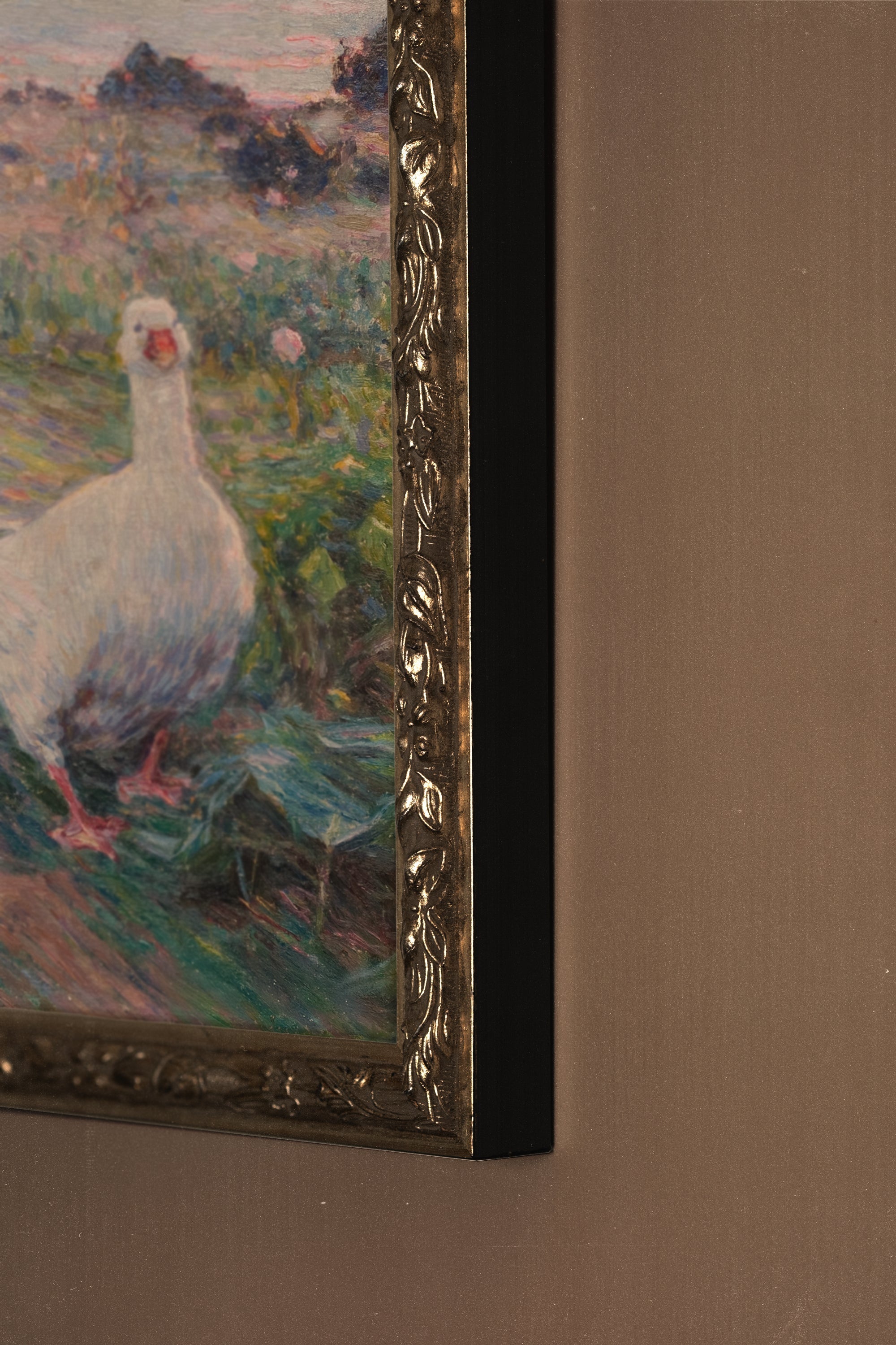 PLUMES AU VENT, Oeuvre sur toile rigide, encadré Vintage Argent