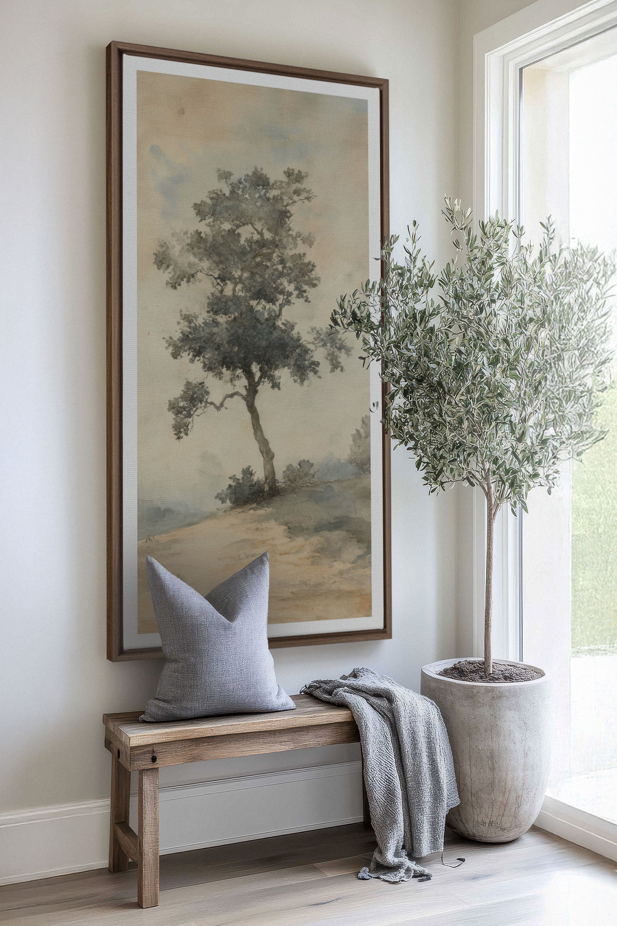 OLEKA CANVAS - ARBRE DES SOUVENIRS, Oeuvre sur toile étirée, encadré Brun Chêne