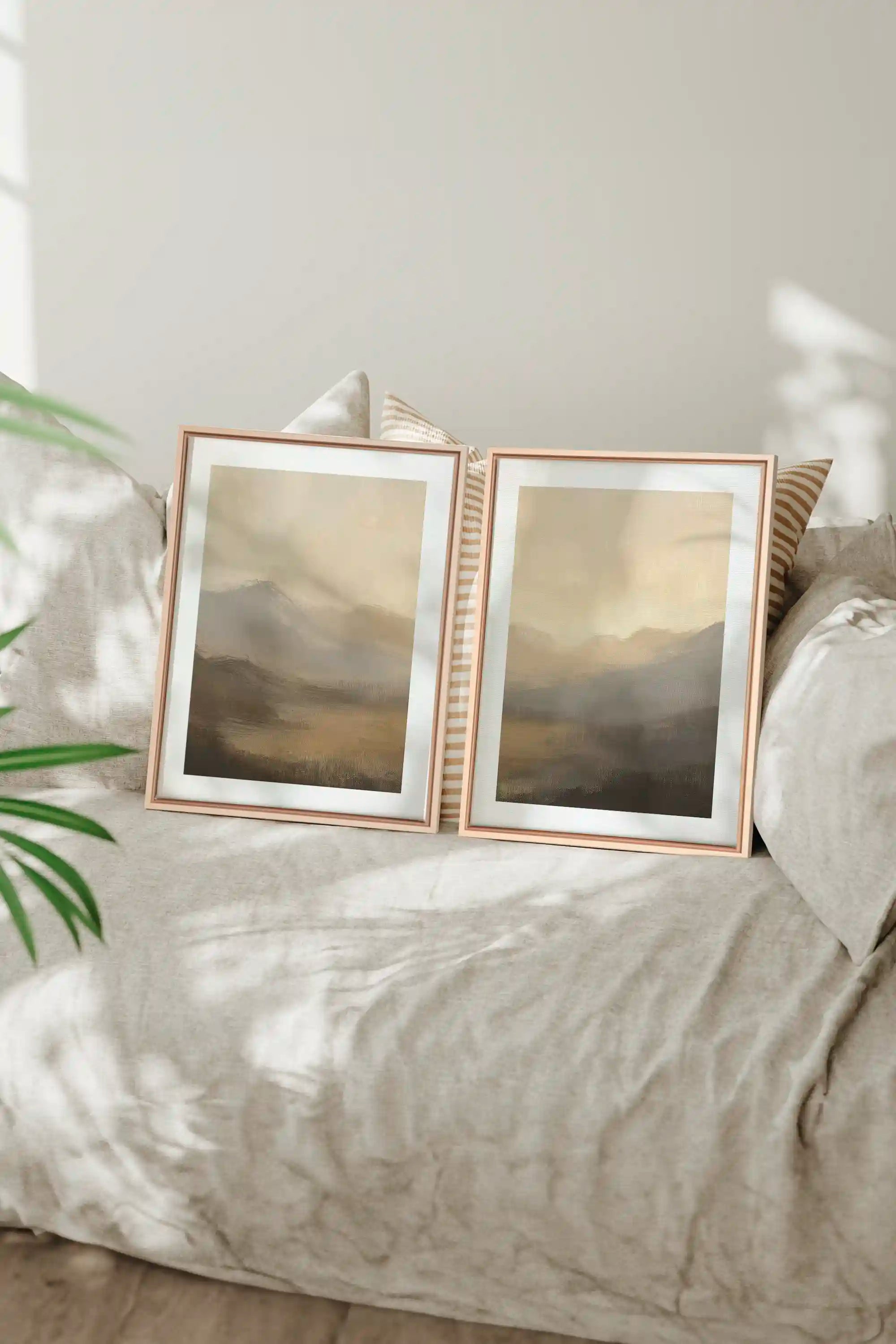 VEILED PEAKS DUO, 2 Oeuvres sur toile étirée, encadré Naturel Clair