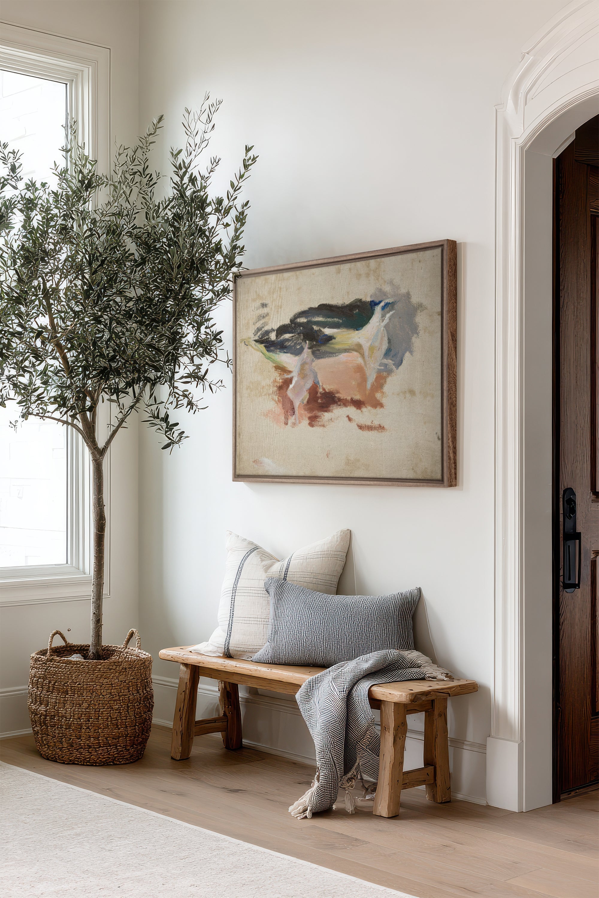 ORGANIC TRACE II, Oeuvre sur toile étirée, encadré Brun Chêne