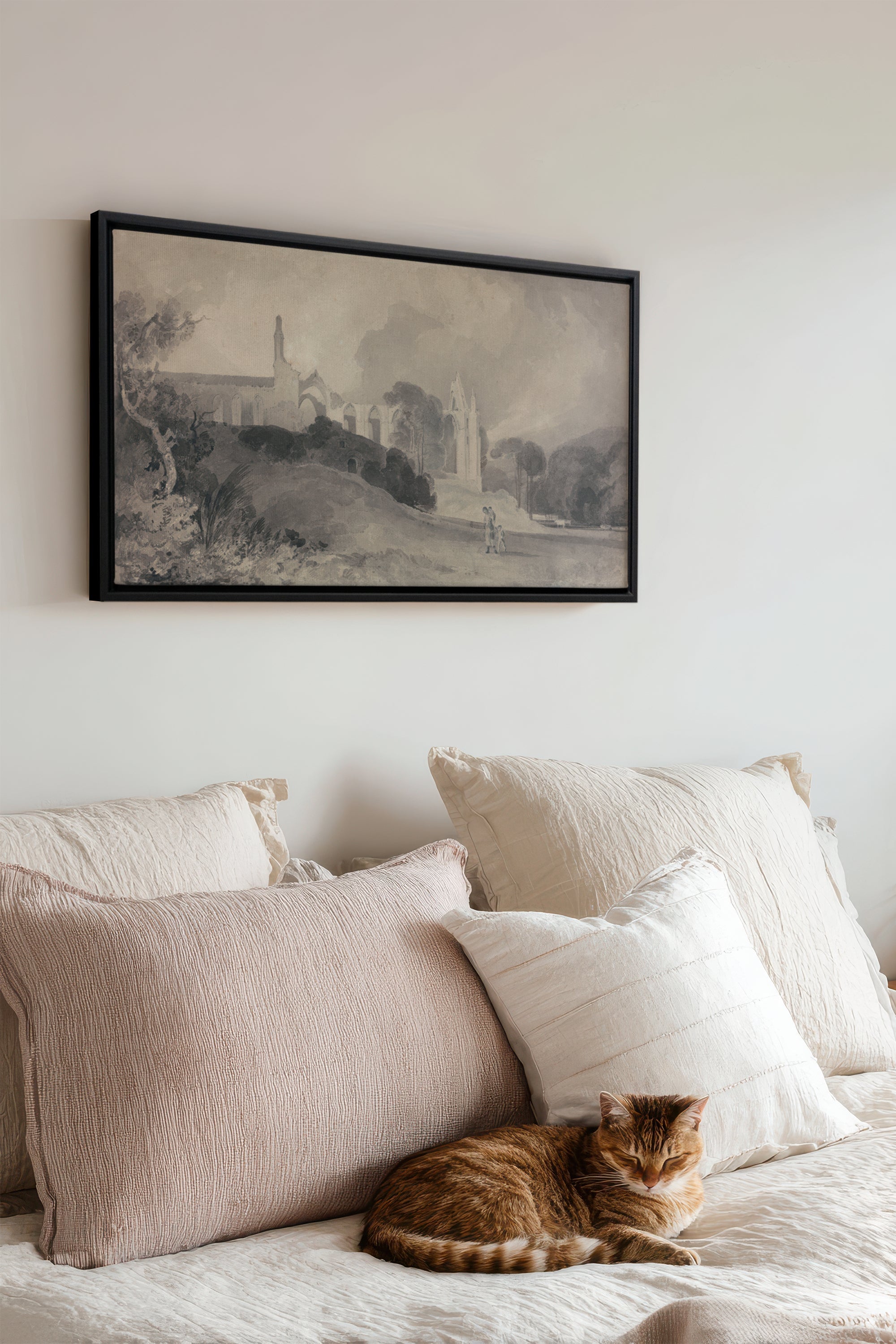 VESTIGES VOILÉS, Oeuvre sur toile étirée, encadré Noir