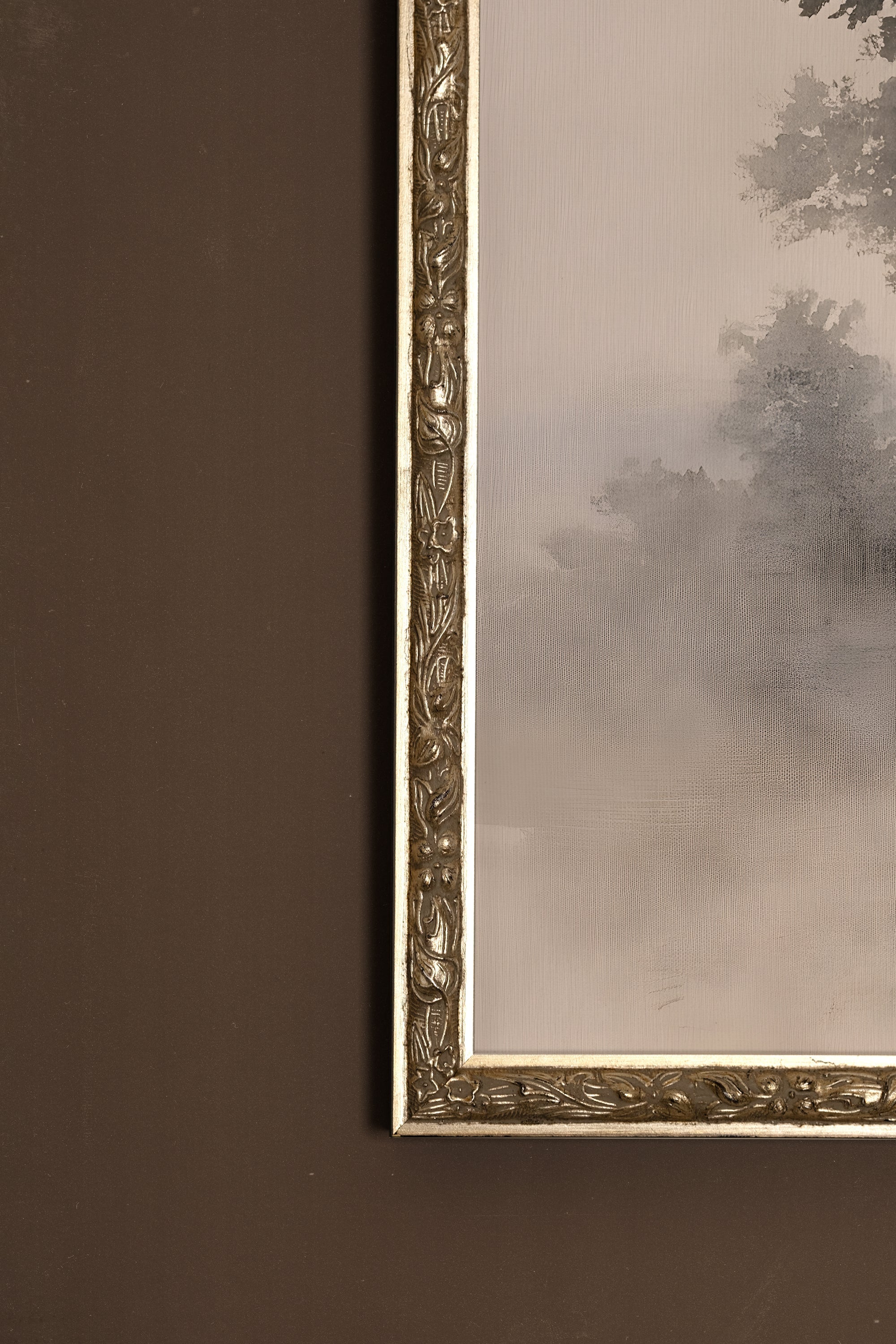 SILENCE DE LA BRUME, Oeuvre sur toile rigide, encadré Vintage Argent