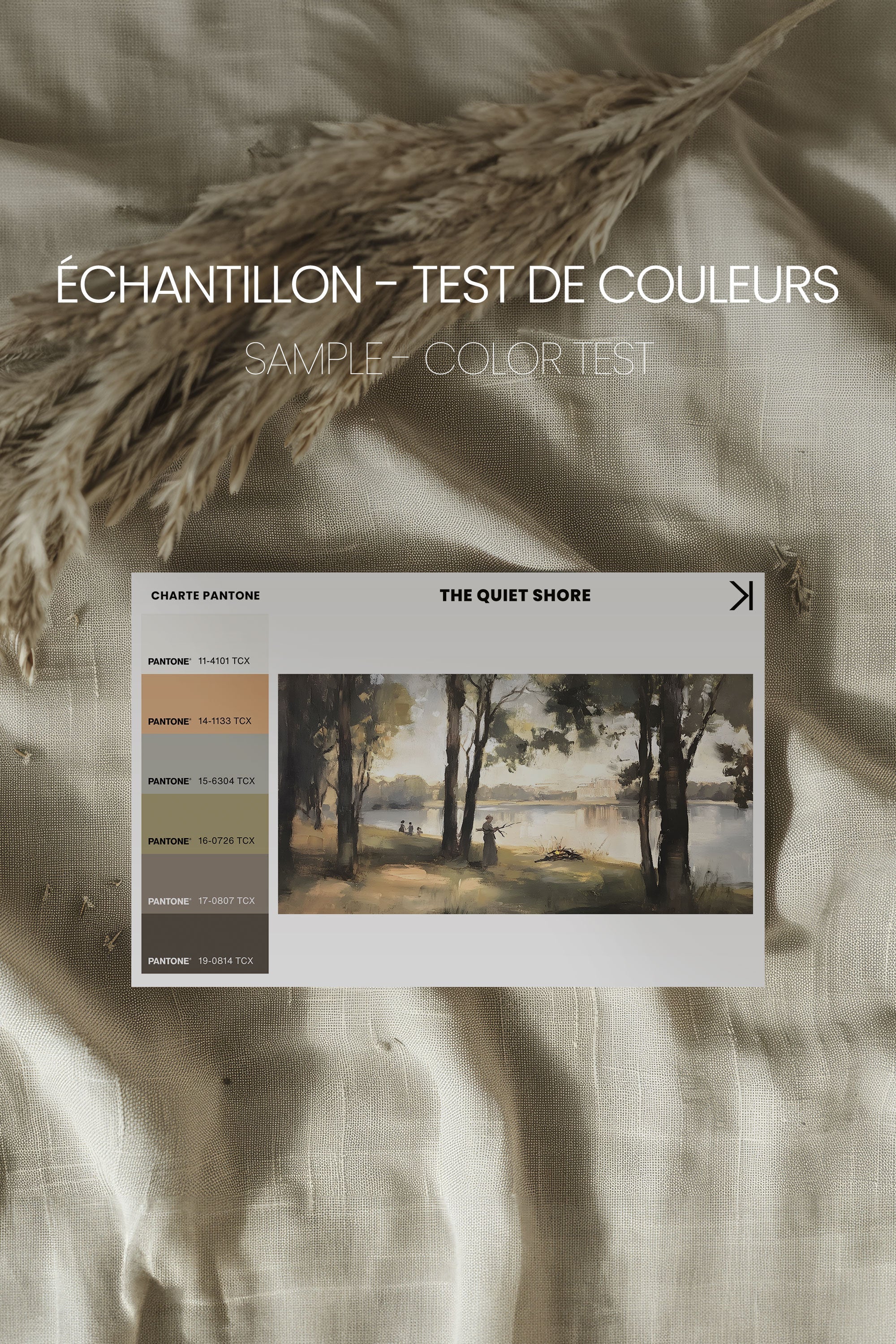 OLEKA CANVAS - THE QUIET SHORE, Oeuvre sur toile étirée, encadré Brun Chêne