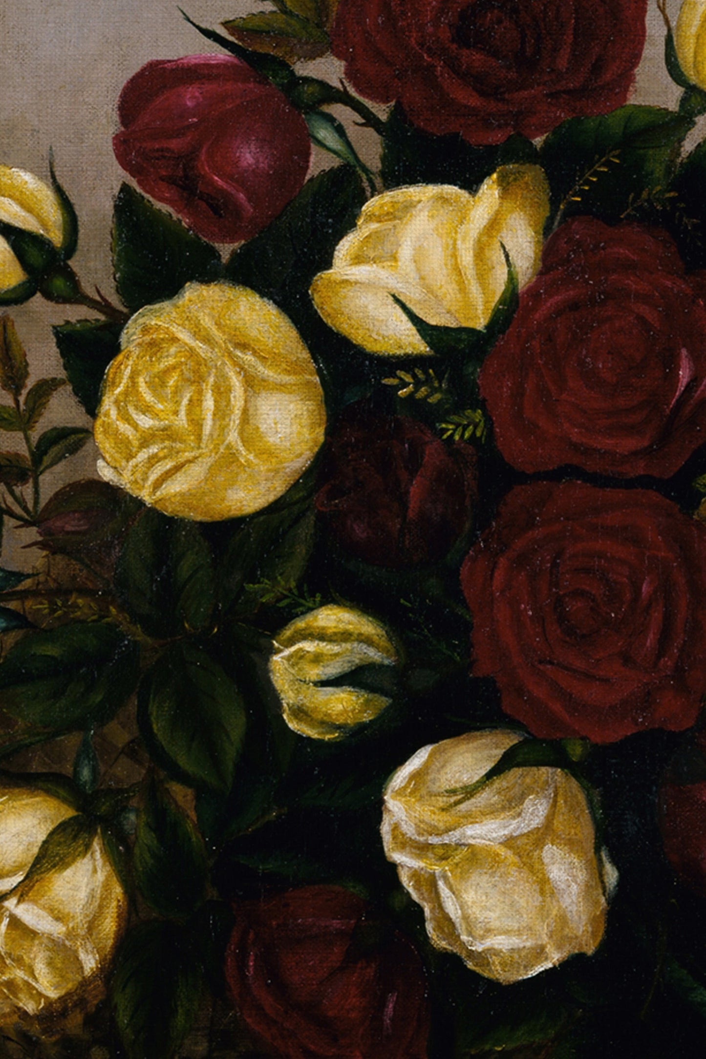 OLD-FASHIONED ROSES, VINTAGE GOLD FRAME