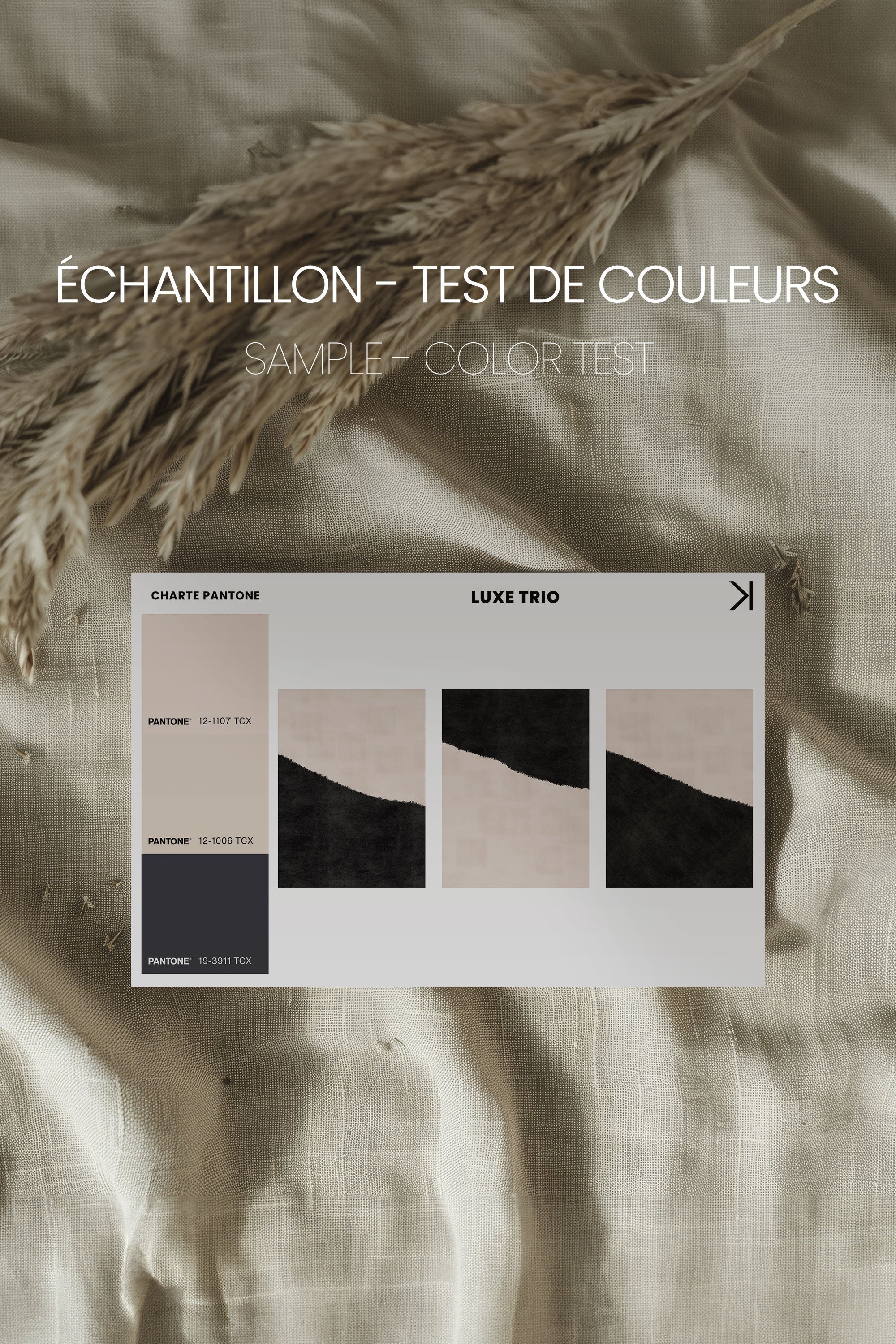 OLEKA CANVAS - LUXE TRIO, 3 Oeuvres sur toile étirée, encadré Noir