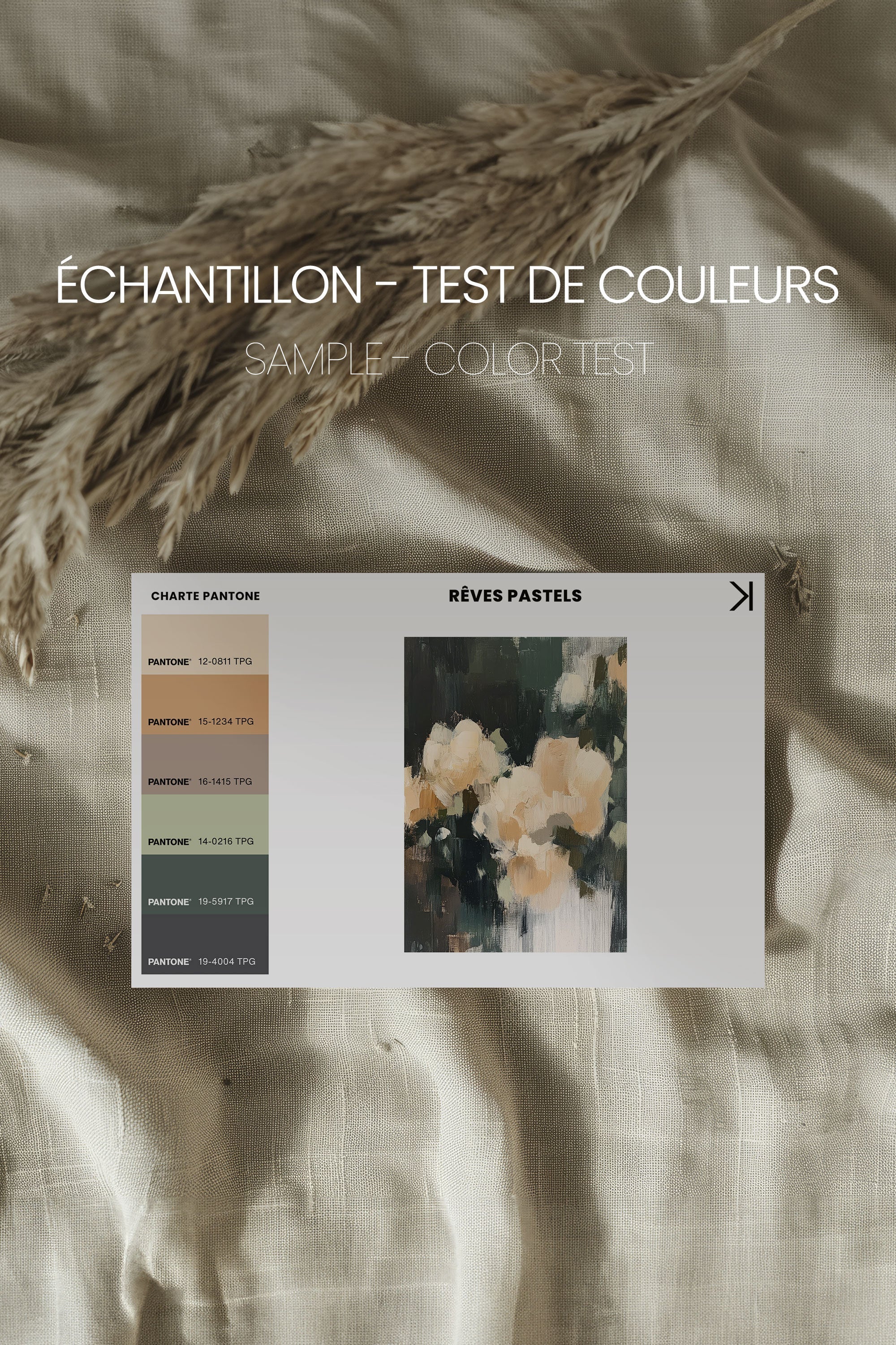 OLEKA CANVAS - RÊVES PASTELS, Oeuvre sur toile étirée, encadré Brun Noyer