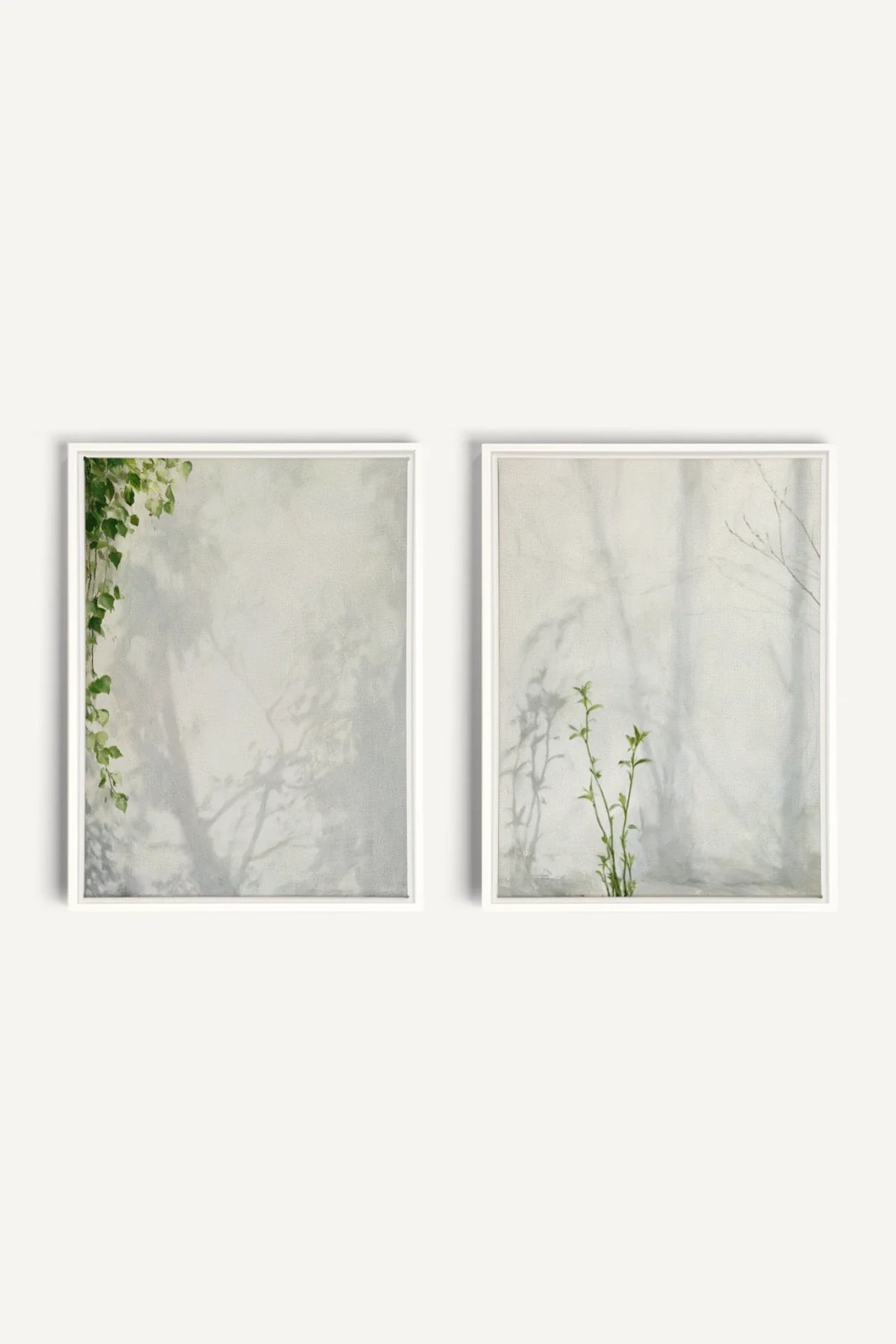 EMPREINTES DE LUMIÈRE DUO, 2 Oeuvres sur toile étirée, encadré Blanc