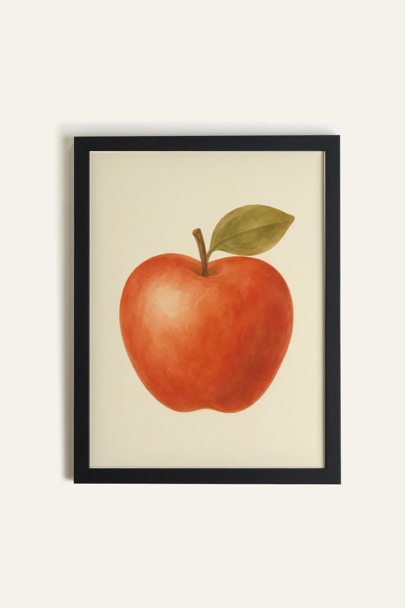 POMME ROUGE, Oeuvre sur toile rigide, encadré Noir