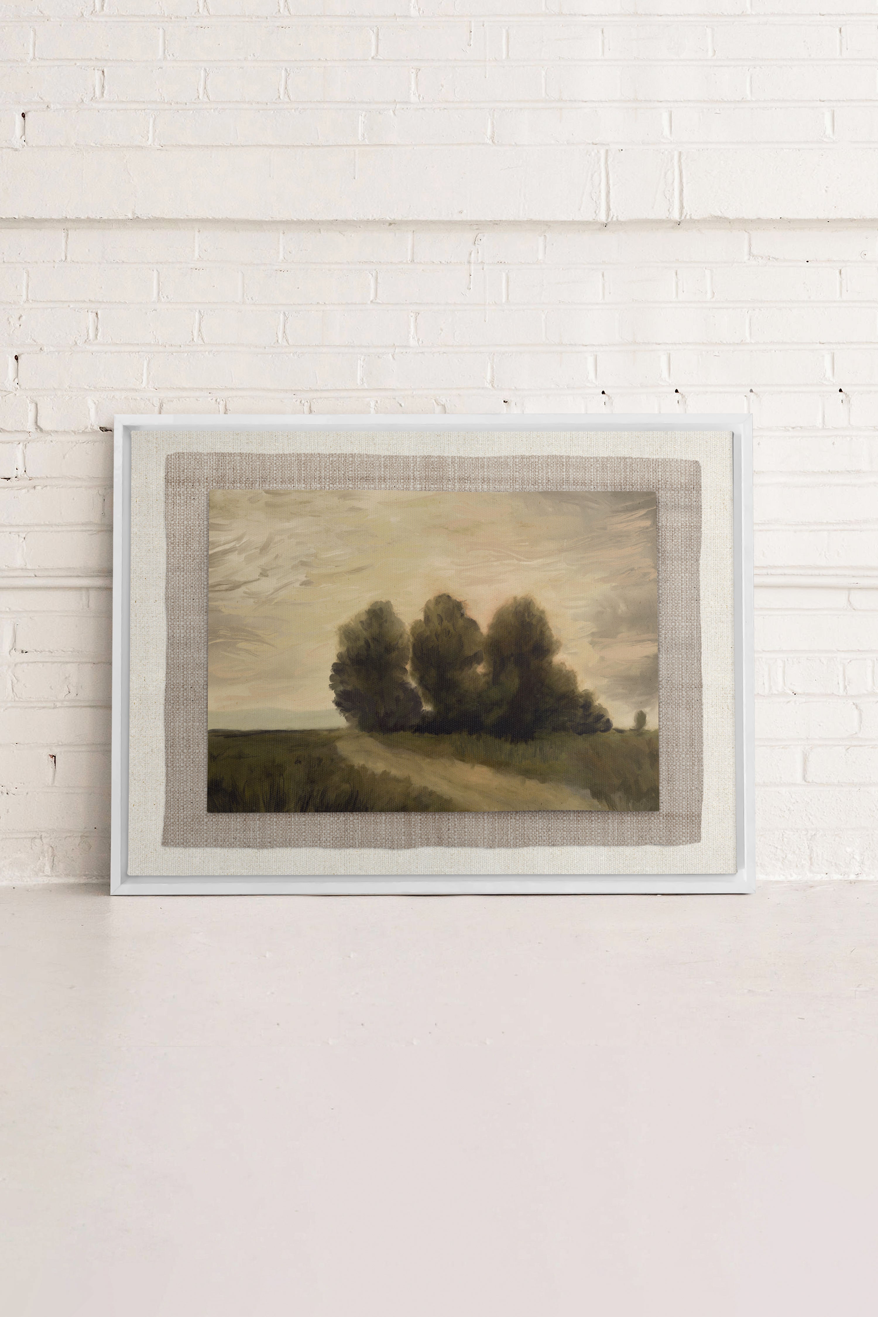 VALLEY LANDSCAPE, Oeuvre sur toile étirée, encadré Blanc