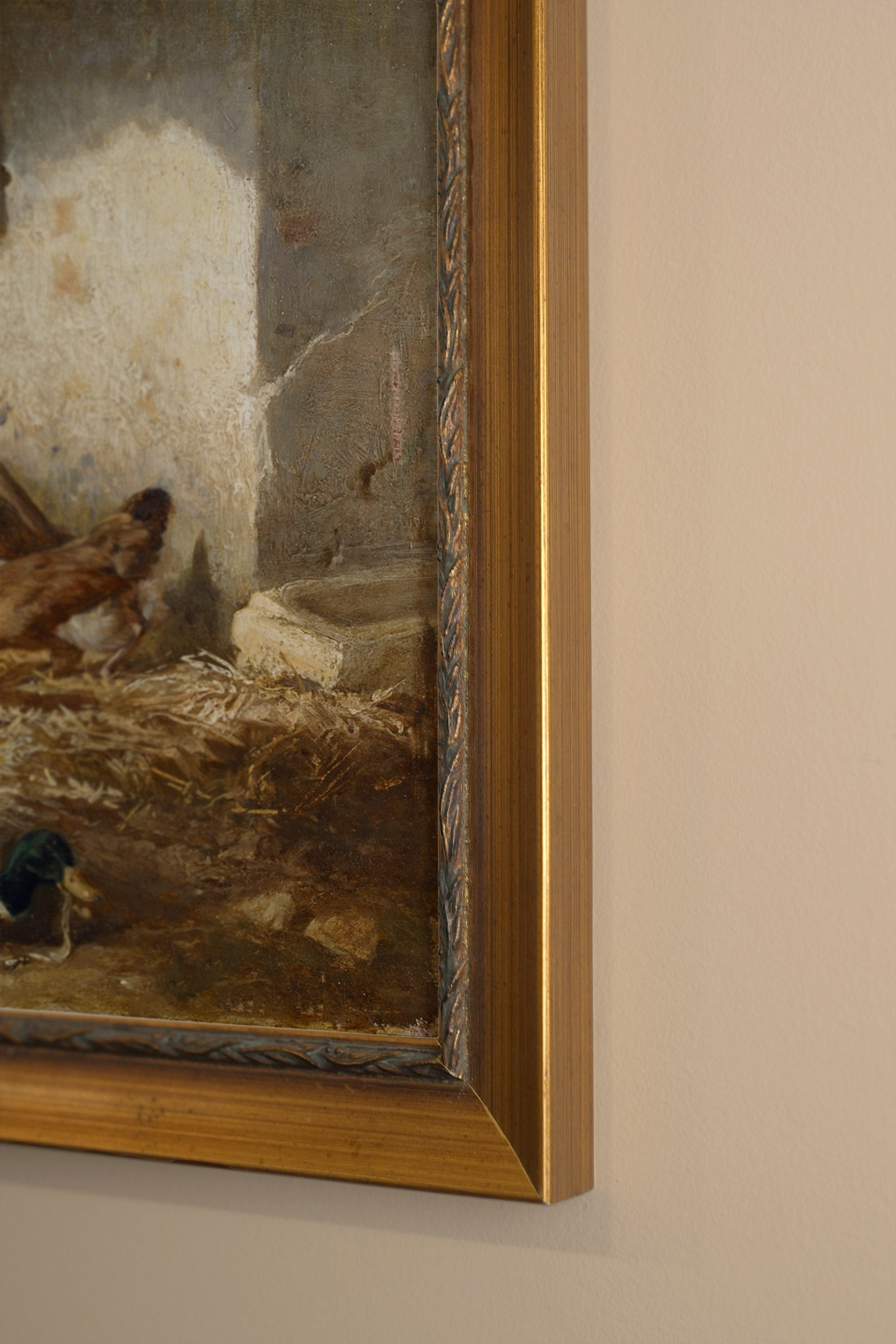 ÉVEIL DE LA FERME, Oeuvre sur toile rigide, encadré Vintage Or