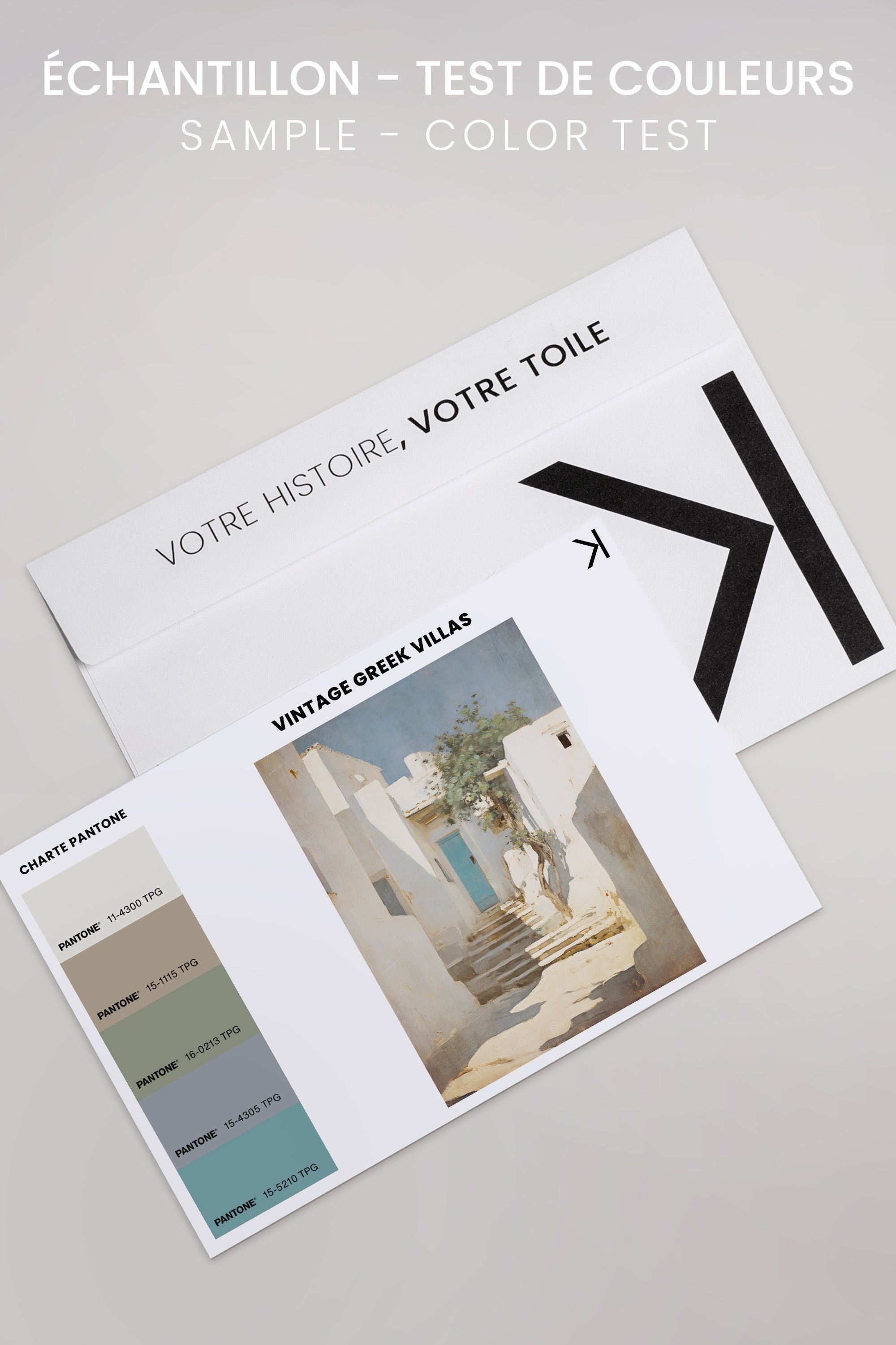 OLEKA CANVAS - VINTAGE GREEK VILLAS, Oeuvre sur toile étirée, encadré Blanc
