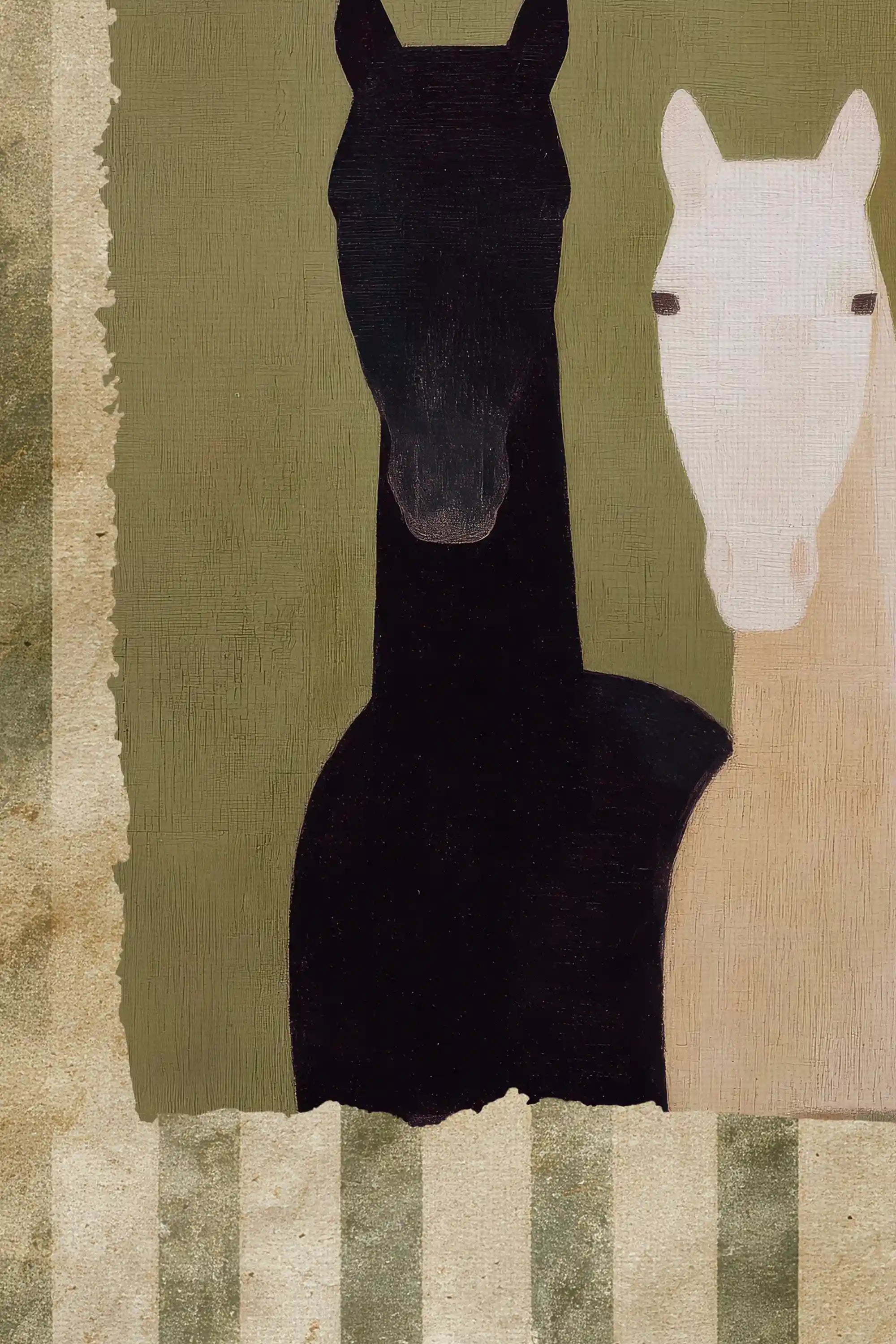 PASTURE GUARDIANS, Artwork on rigid canvas, signature frame by Atelier Dansereau