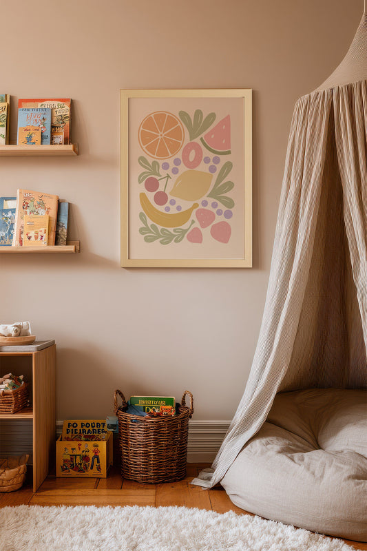 Fruits Pastel, Toile rigide encadrée