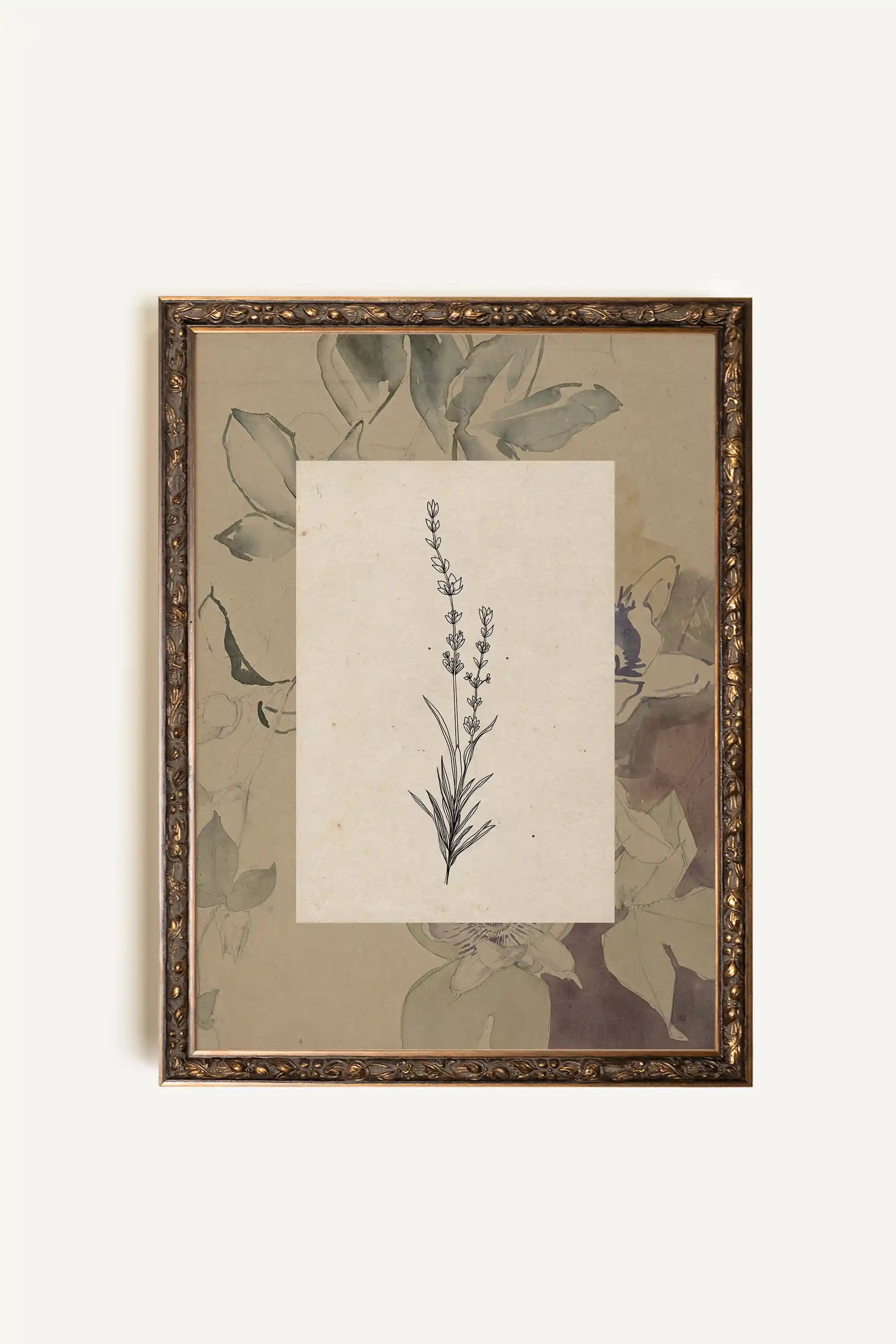 SACRED FLORA, Rigid Canvas Artwork, Framed in Vintage Bronze