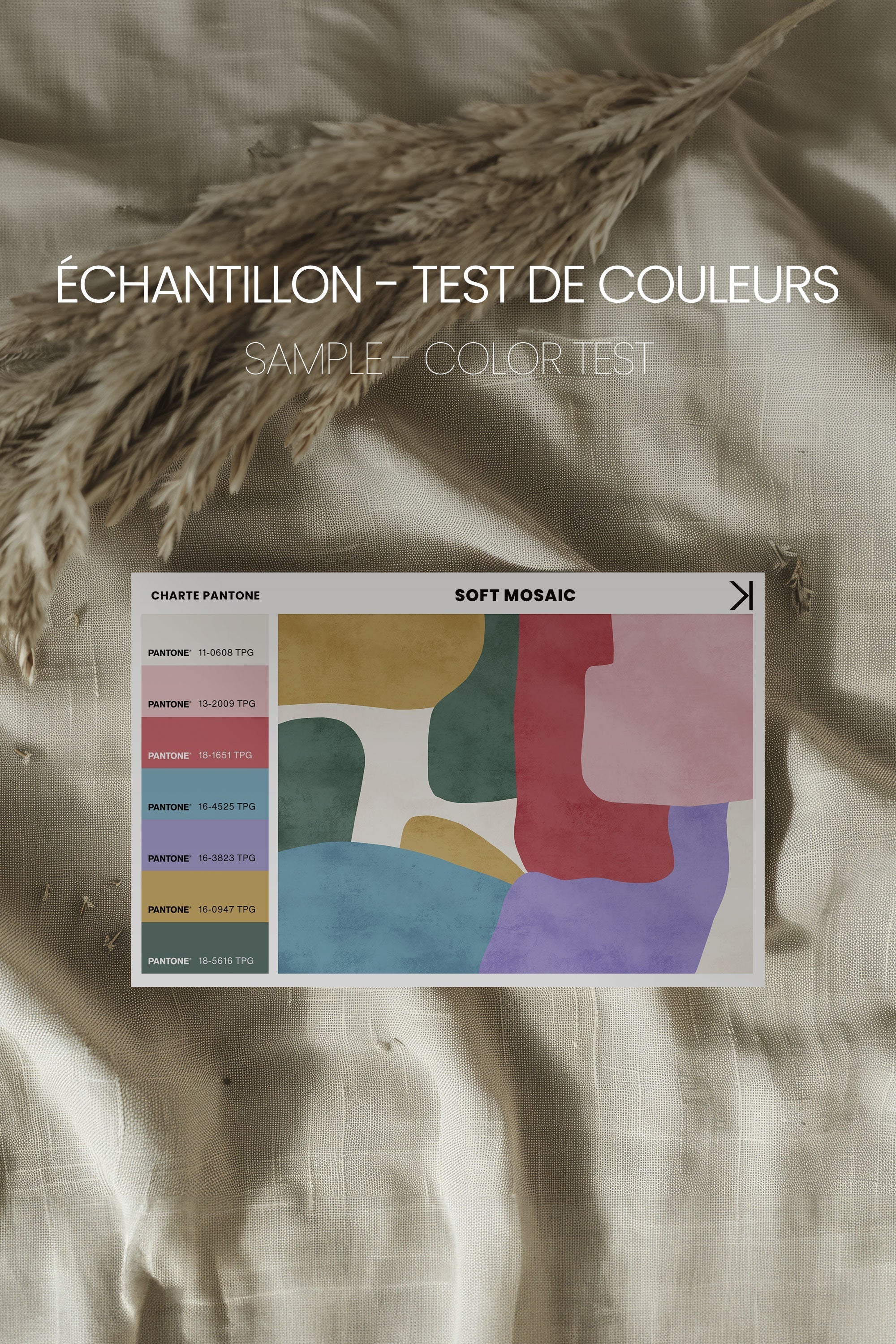 OLEKA CANVAS - SOFT MOSAIC, Oeuvre sur toile étirée, encadré Naturel Clair