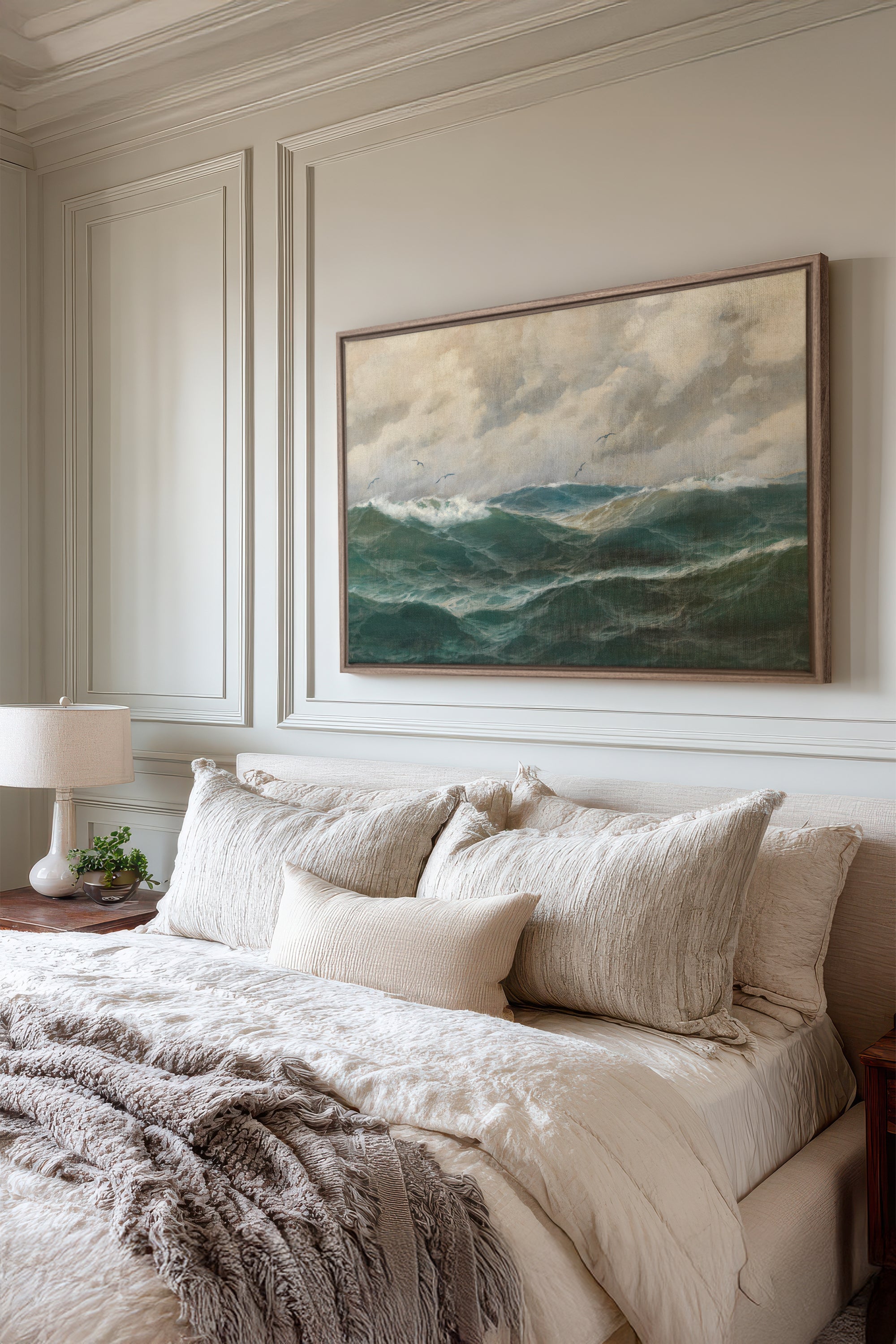OLD SEA LULLABY, Oeuvre sur toile étirée, encadré Brun Chêne