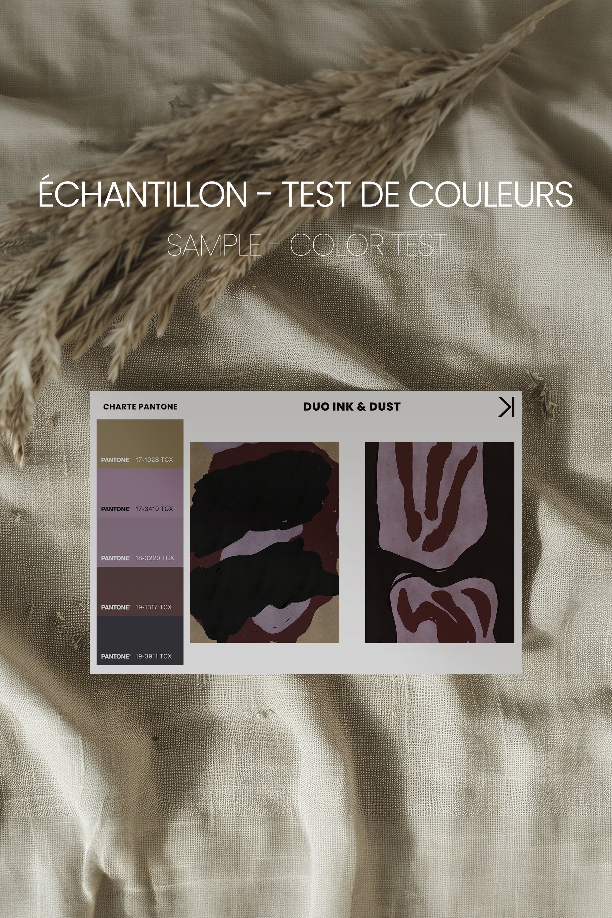 OLEKA CANVAS - DUO INK & DUST, 2 Oeuvres sur toile étirée, encadré Brun Chêne