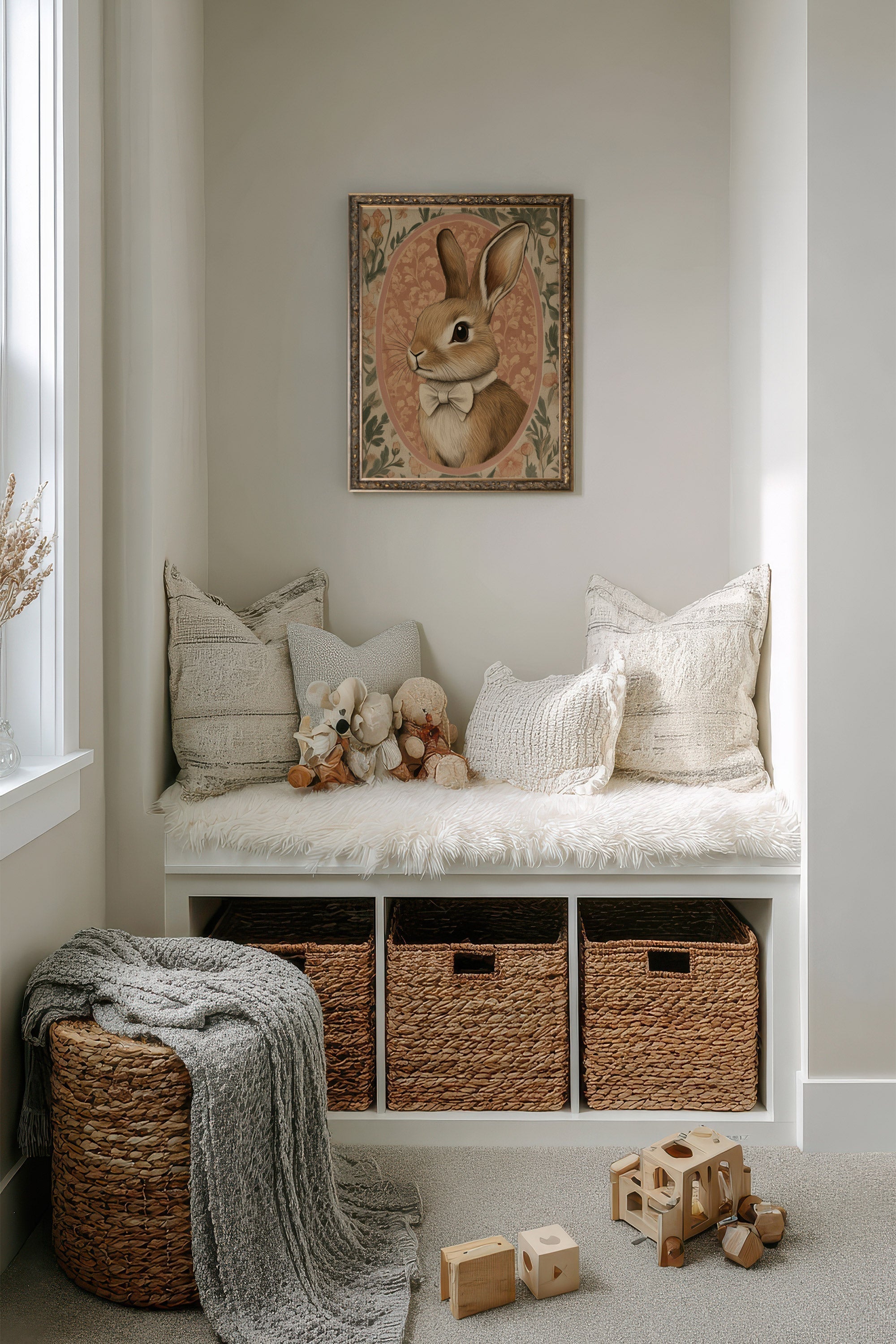 LAPIN ÉLÉGANT, Oeuvre sur toile rigide, encadré Vintage Bronze
