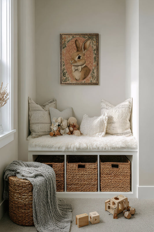 LAPIN ÉLÉGANT, CADRE VINTAGE BRONZE