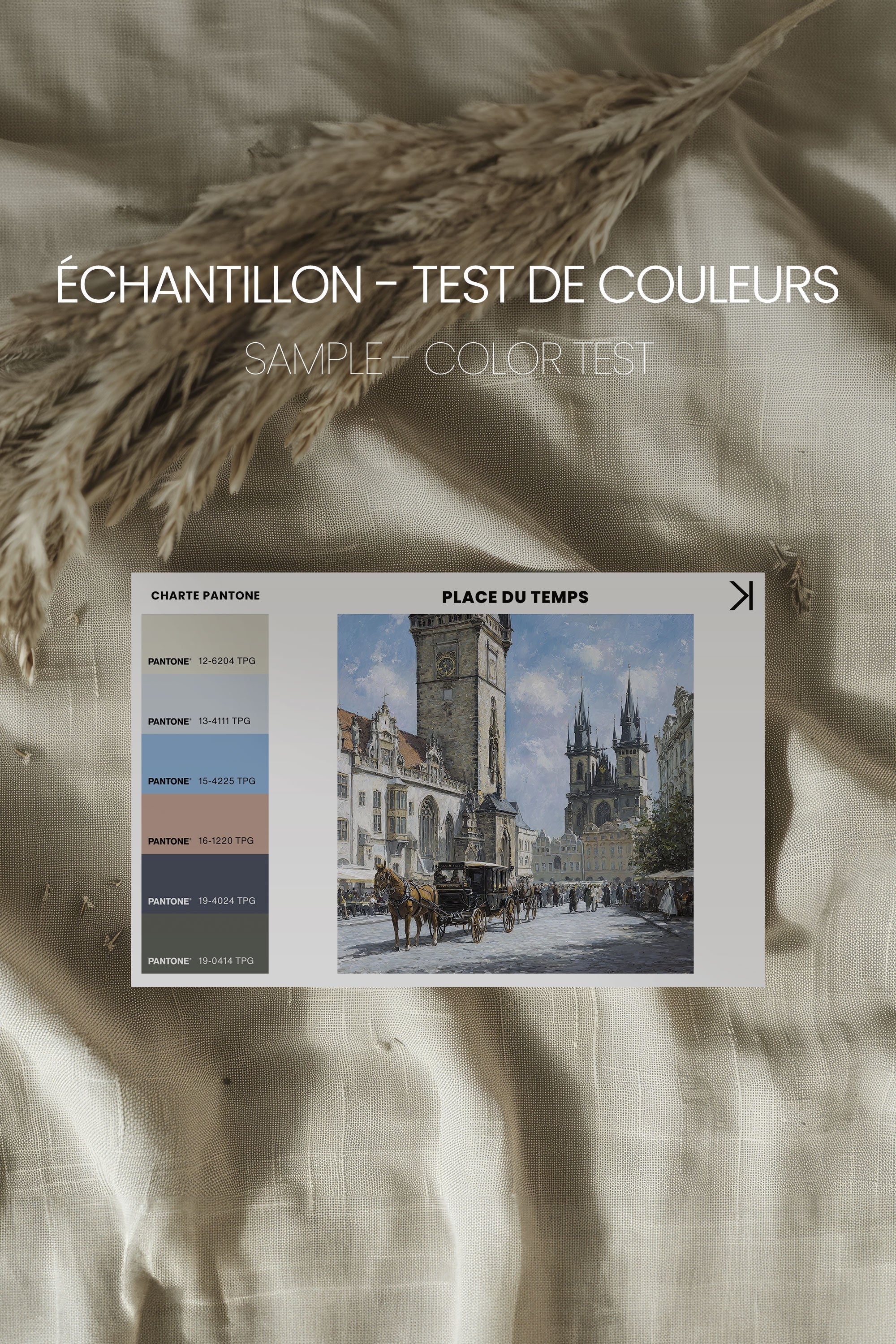 OLEKA CANVAS - PLACE DU TEMPS, Oeuvre sur toile étirée, encadré Brun Noyer
